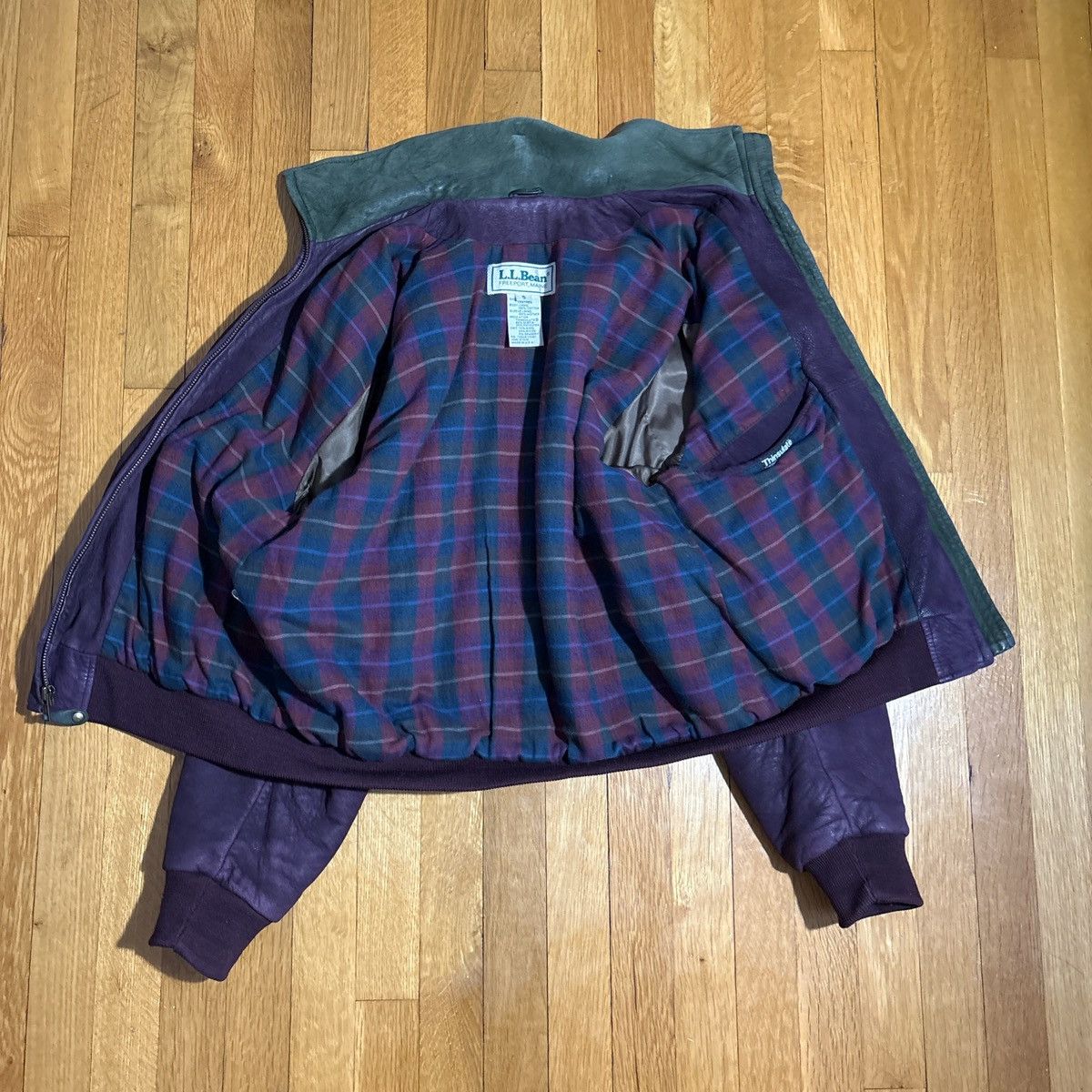 L.L. Bean vintage 2000s rare l.l.bean purple leather bomber jacket Size US S / EU 44-46 / 1 - 3 Thumbnail