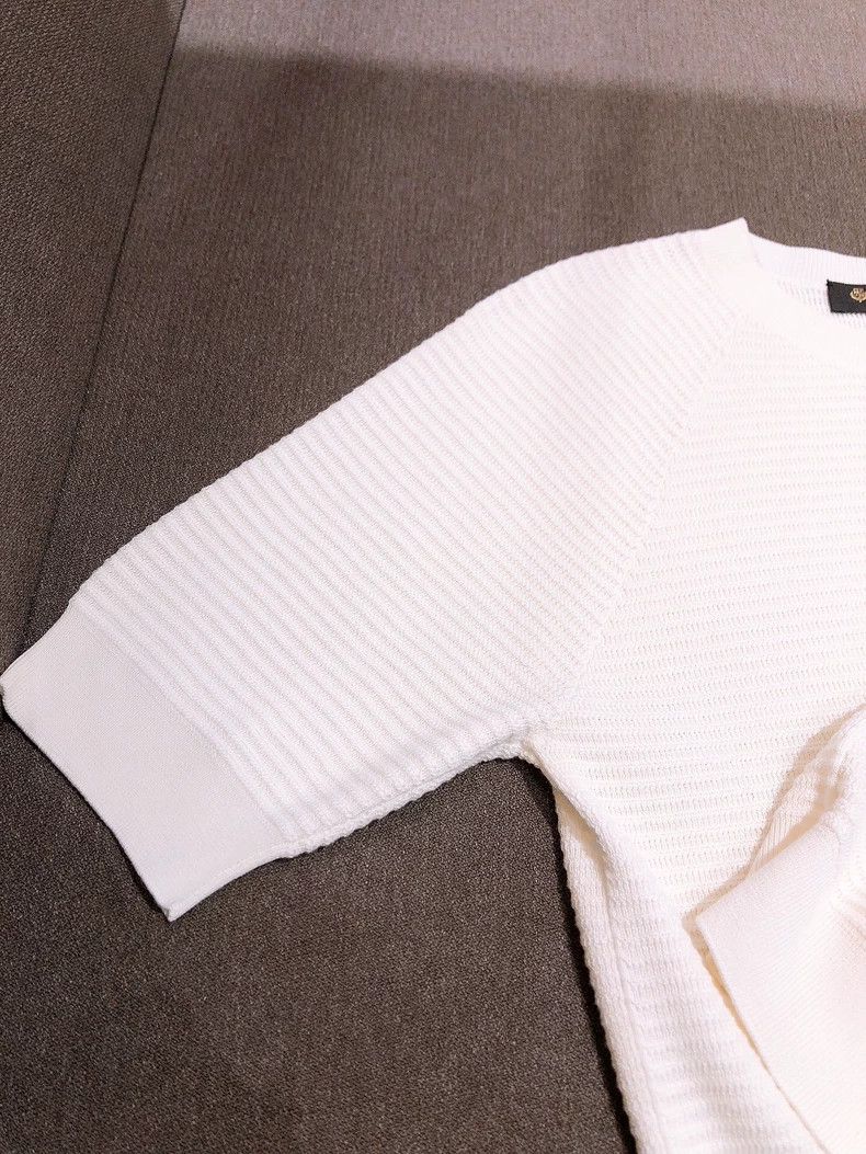 Loro Piana LORO PIANA White silk knitted short sleeve half sleeve T-s Size M / US 6-8 / IT 42-44 - 5 Thumbnail