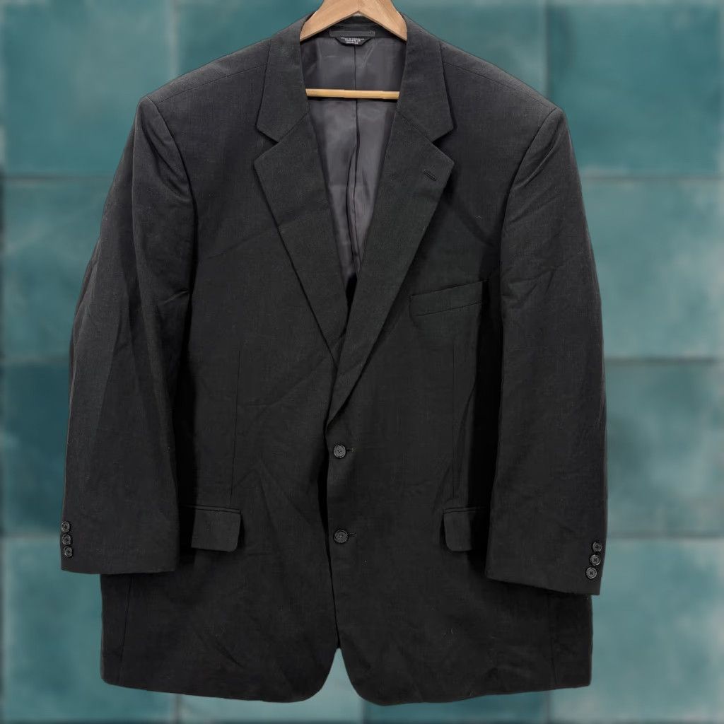 Vintage Oak Hill Blazer Mens 52R Black Wool Two-Button Lined Sport Coat Jacket Size 52R - 1 Thumbnail