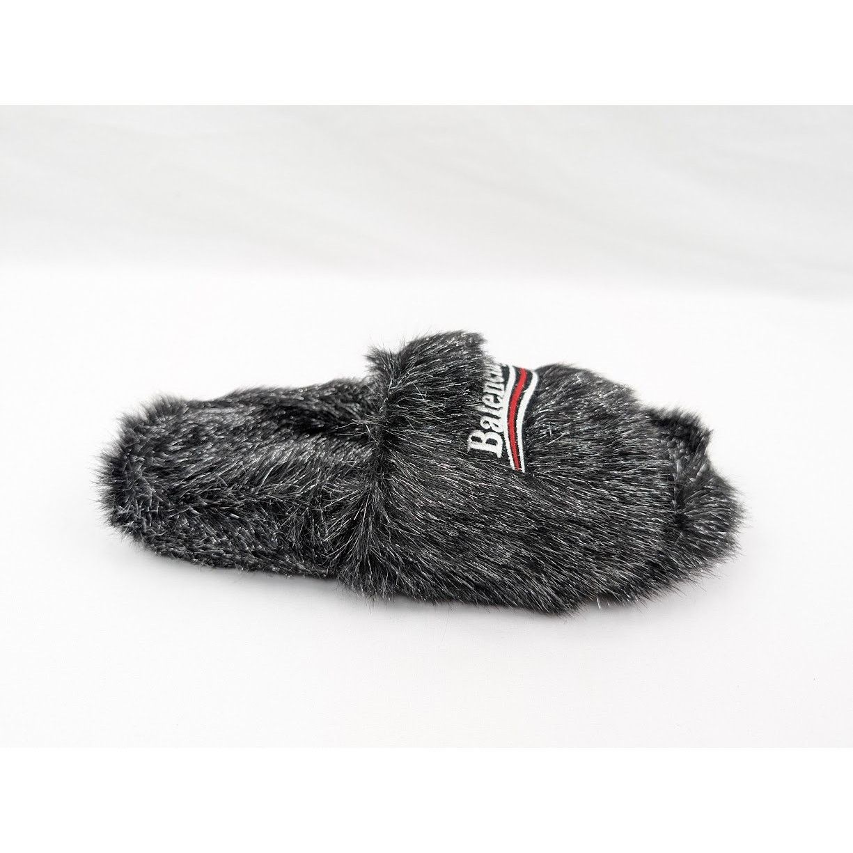 Balenciaga o1rshd1 Furry Slide Metallic in Black/Silver/White/Red Size US 6 / IT 36 - 1 Thumbnail