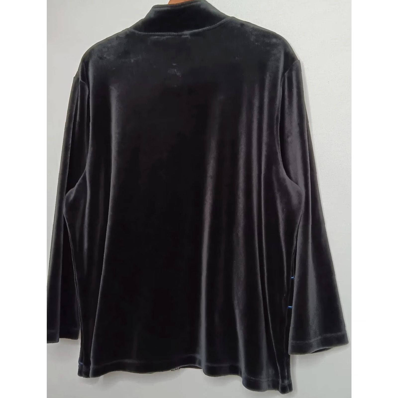Velour VINTAGE Onque Women Sweatshirt Full Zip 2X Black Velour Snowmen Ski Sled Embroidered - Mens Size US XXL / EU 58 / 5 - 2 Thumbnail