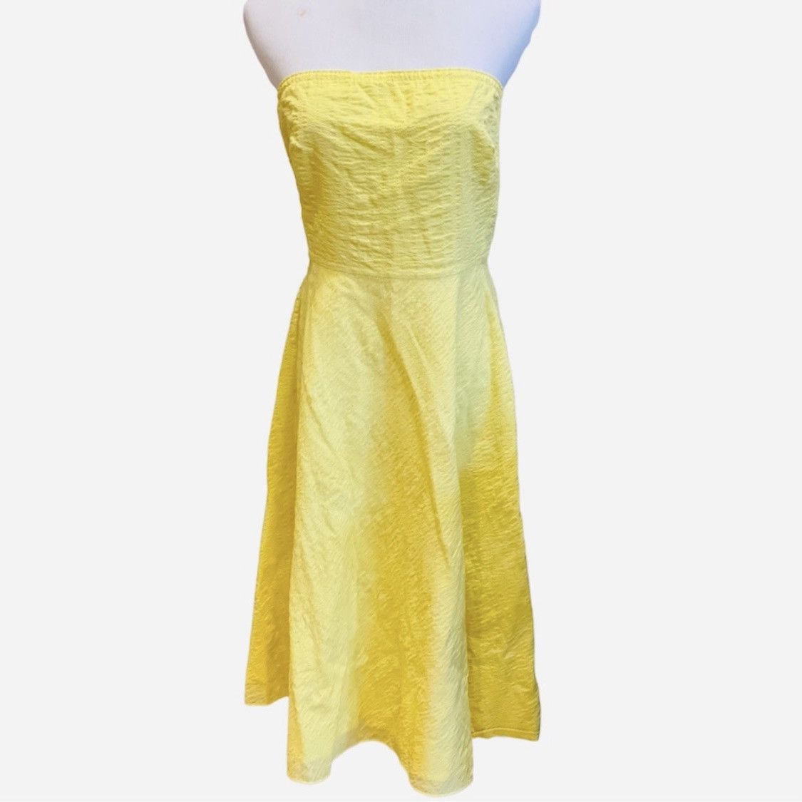 J.Crew J. Crew Yellow Strapless Dress Cotton Wedding Guest 10 Size L / US 10 / IT 46 - 2 Thumbnail