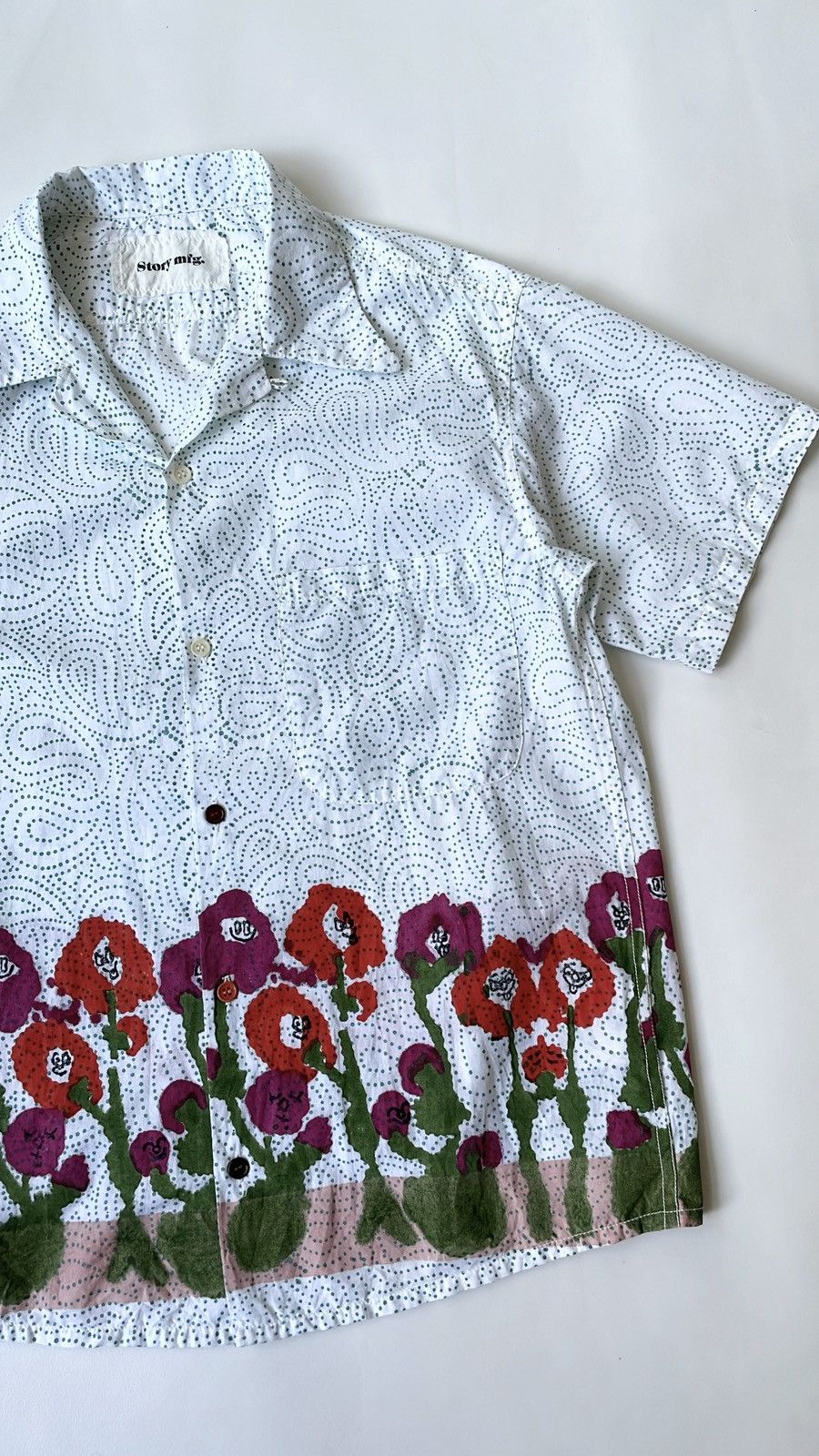 Story Mfg. Paisley + Cartoon Poppy Print Shirt Size US M / EU 48-50 / 2 - 5 Thumbnail