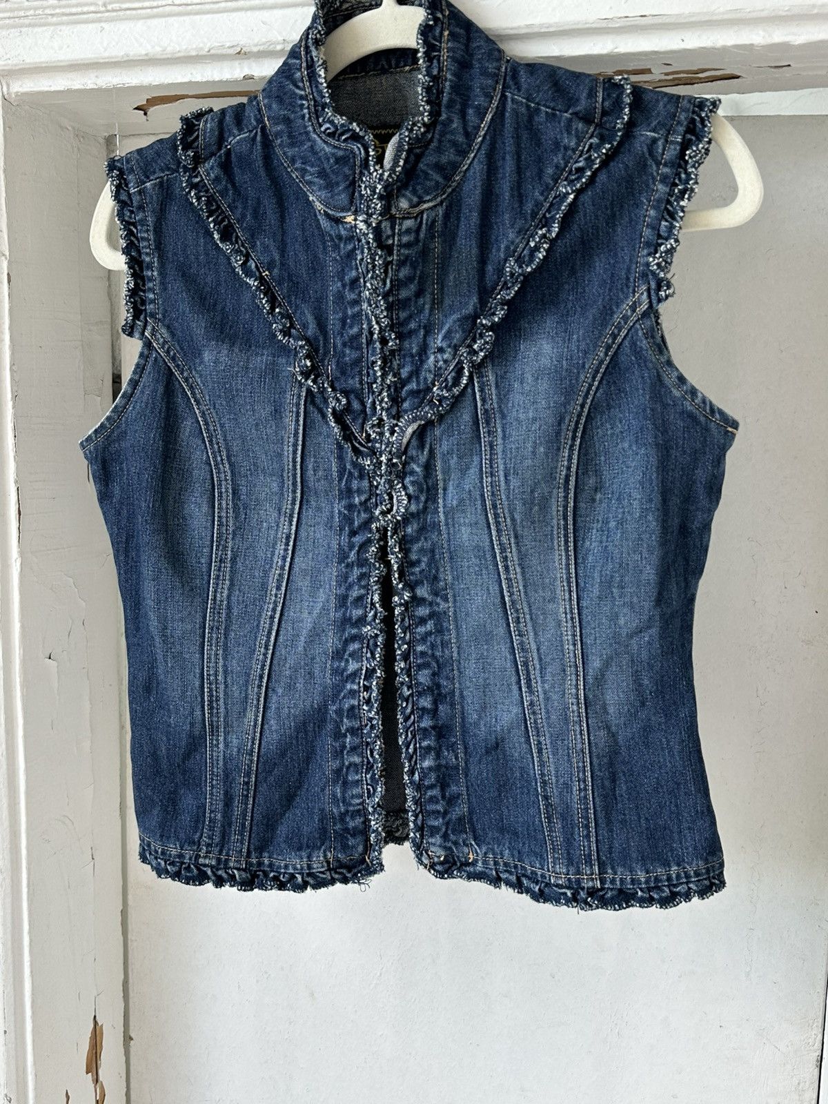 If Six Was Nine Vintage Denim Blue Distressed Vest Size S / US 4 / IT 40 - 3 Thumbnail