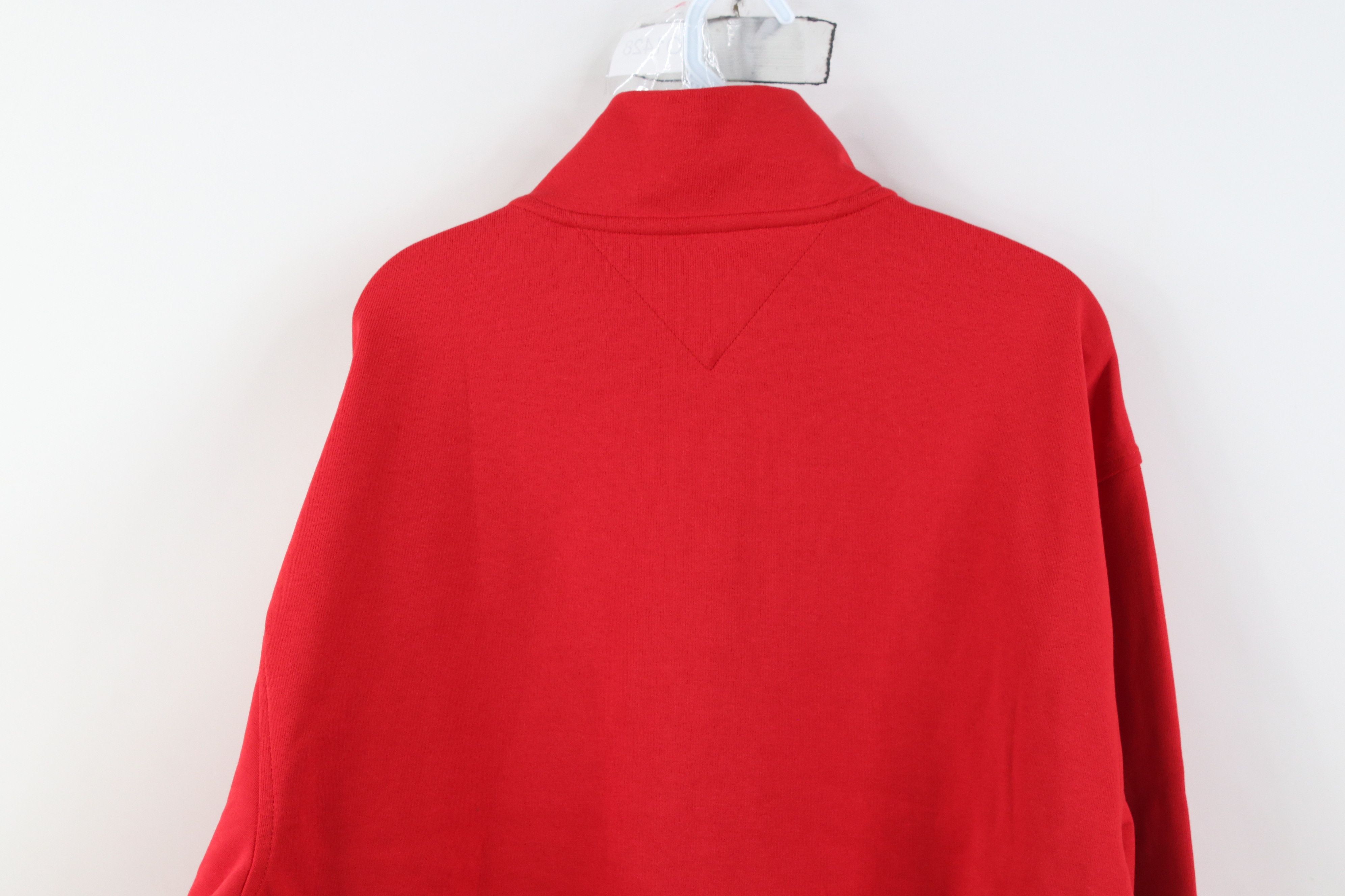 Tommy Hilfiger Deadstock Y2K Tommy Hilfiger Cotton Knit 1/4 Zip Sweater Red Size US L / EU 52-54 / 3 - 15 Thumbnail