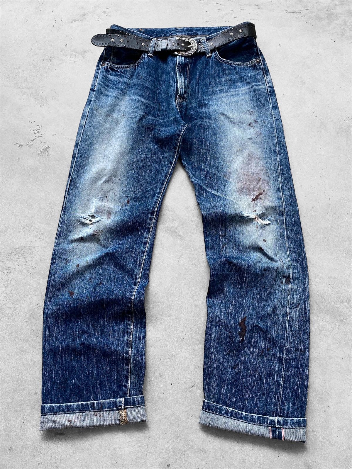 Edwin Thrashed Edwin 505 Red Line Selvedge Denim 🇯🇵 Size US 30 / EU 46 - 1 Thumbnail
