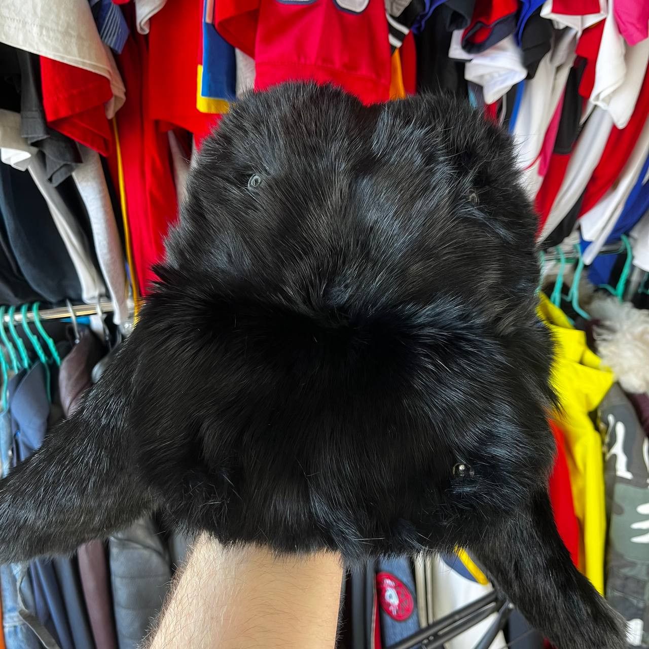 Vintage Vintage Real Rabbit Fur Ushanka Black Trapper Hat Size 59 Size ONE SIZE - 12 Thumbnail