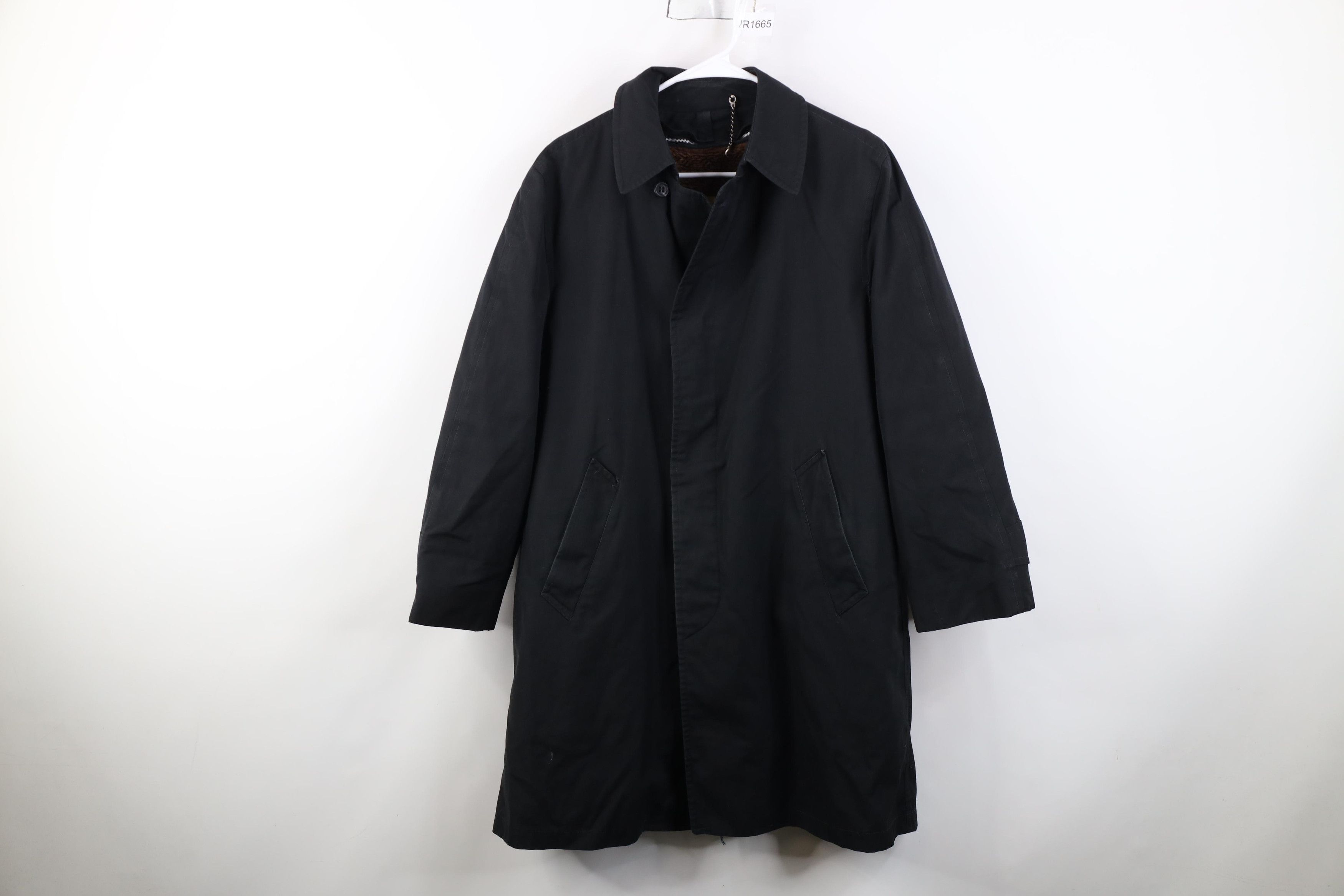 Vintage Vintage 50s 60s Lined Trench Coat Rain Jacket Black USA Size US L / EU 52-54 / 3 - 1 Thumbnail