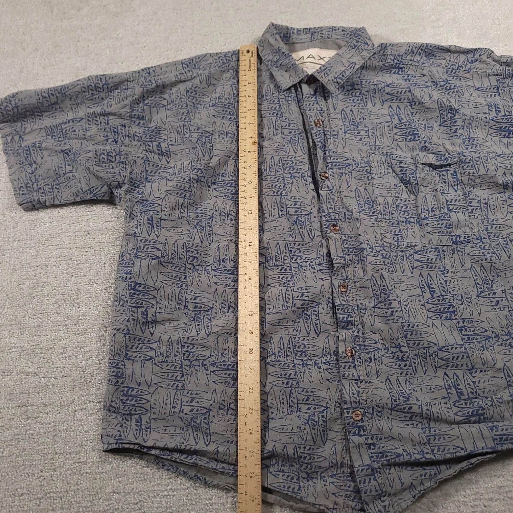Vintage Maxx Shirt Mens Large Blue Surfboard Print Short Sleeve Button Up Beach Cotton Graphic Print Shirt Size US L / EU 52-54 / 3 - 3 Thumbnail