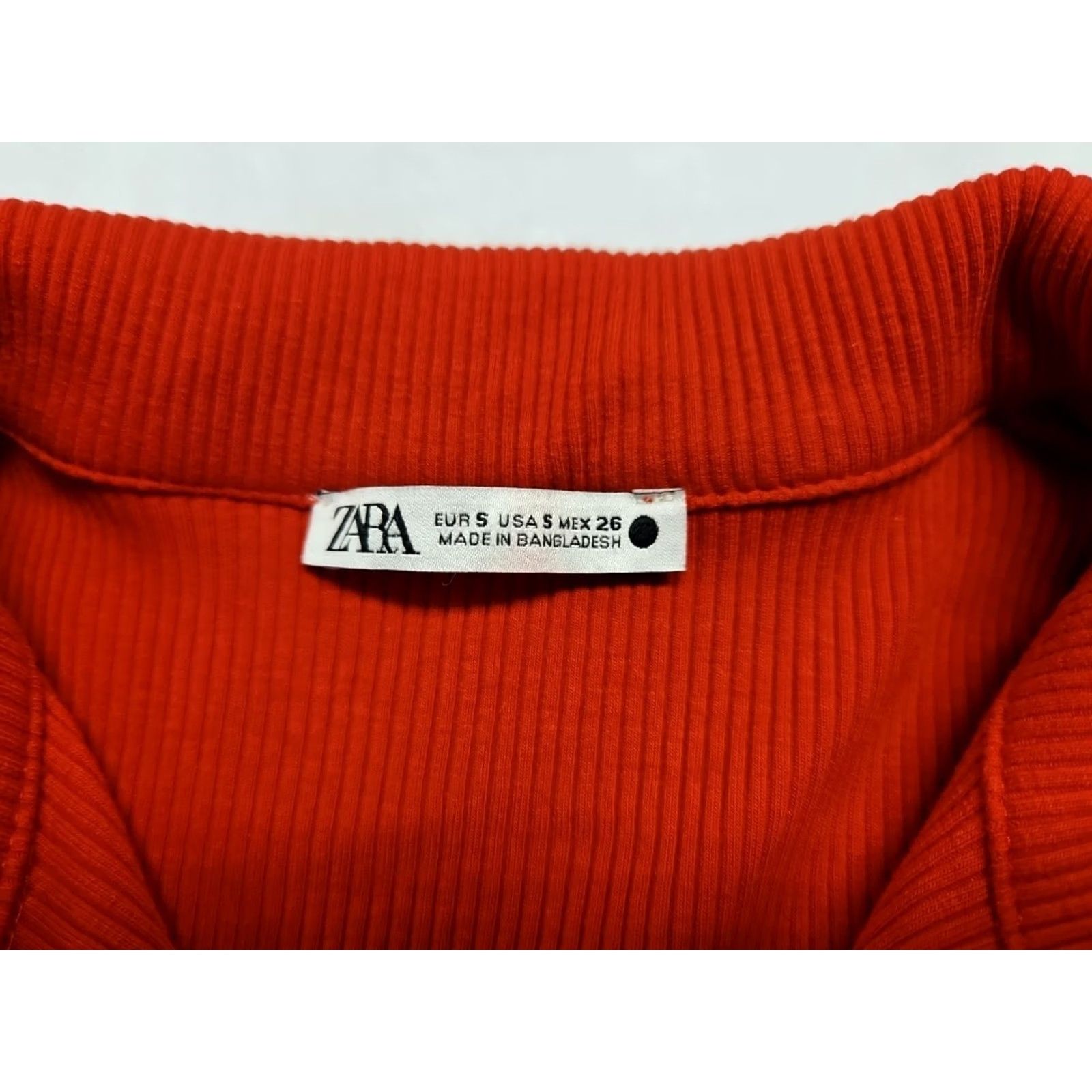 Zara Zara Dress Red Ribbed Knit Small Collared Henley Long Sleeve Fit & Flare Mini Women XS? Size S / US 4 / IT 40 - 4 Thumbnail