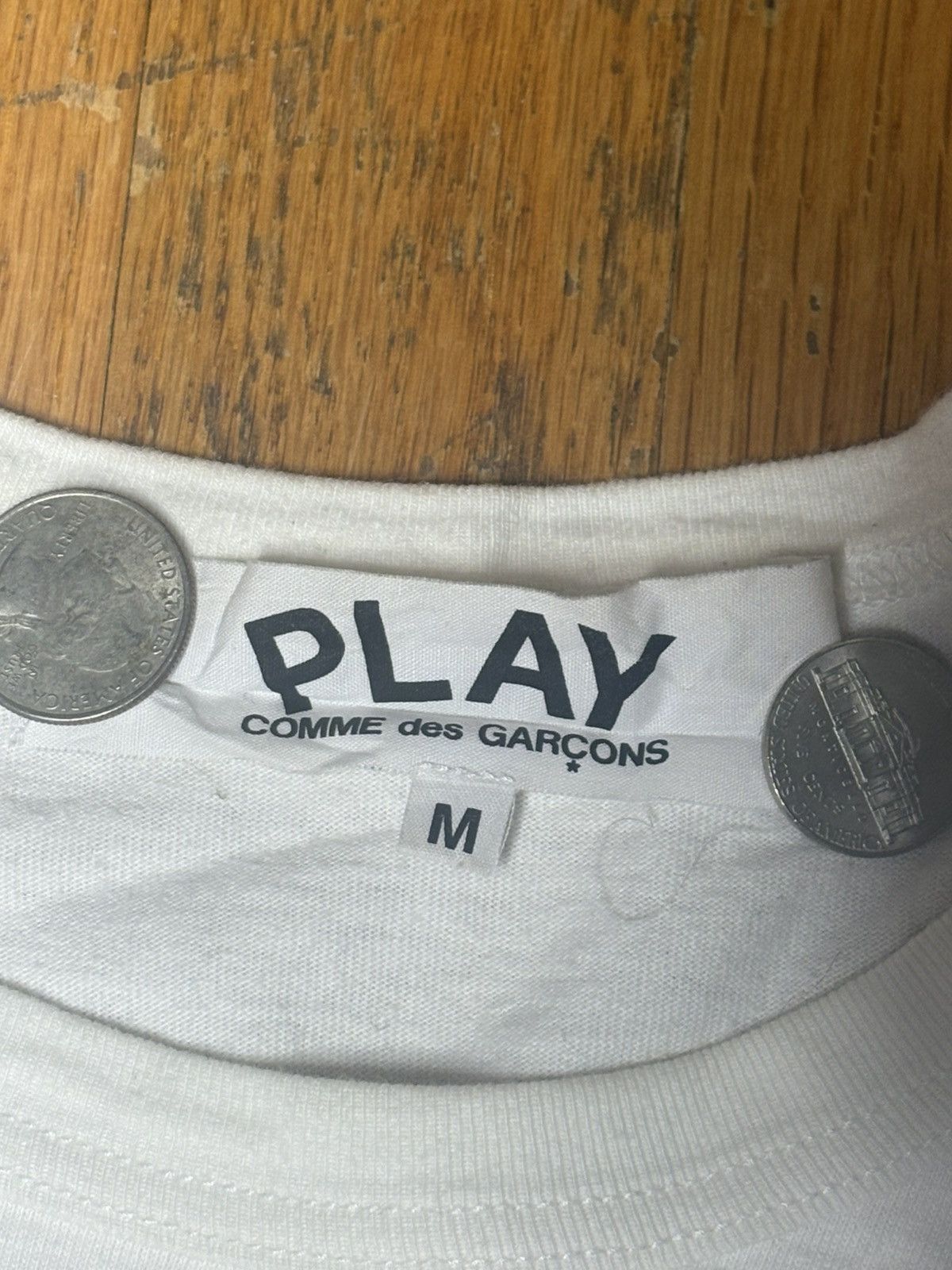CDG by Comme des Garcons Comme des Garçons PLAY Stretch Heart Tee 'White' Size US M / EU 48-50 / 2 - 3 Thumbnail