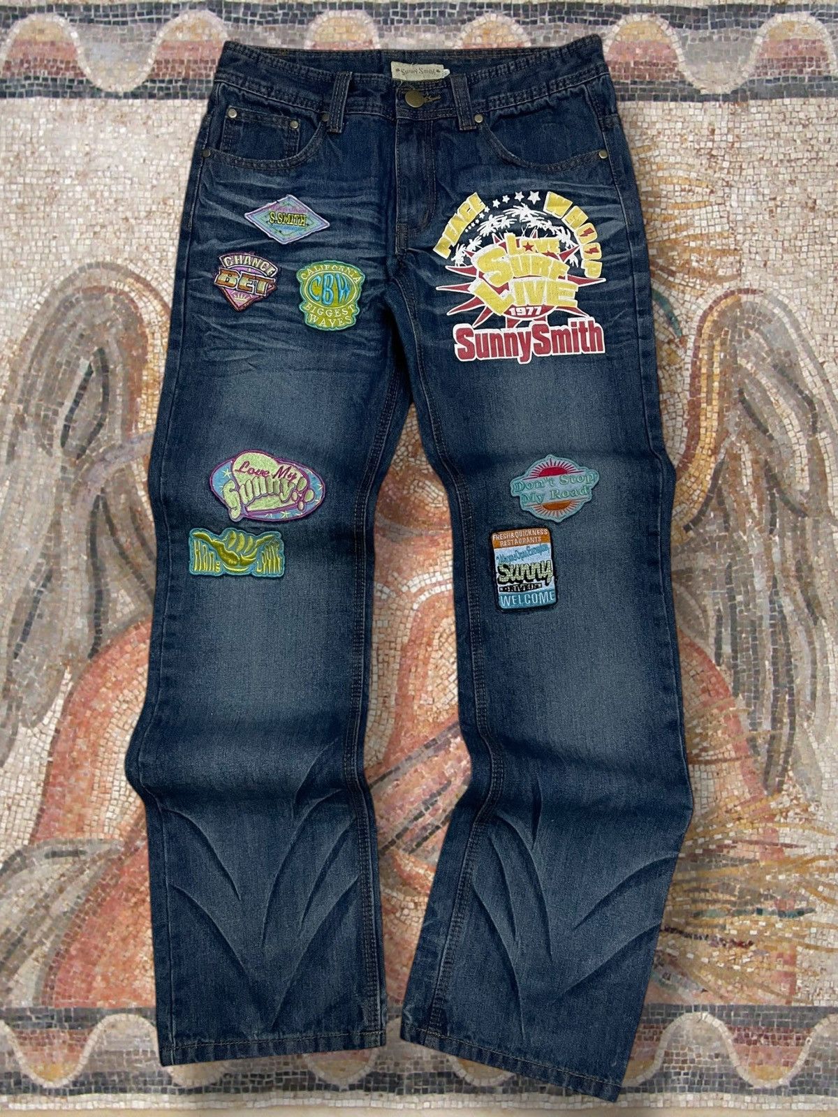 Hysteric Glamour Vintage 90s Japan Designer Sunny Smith Patchwork Fancy Denim Size US 30 / EU 46 - 1 Thumbnail