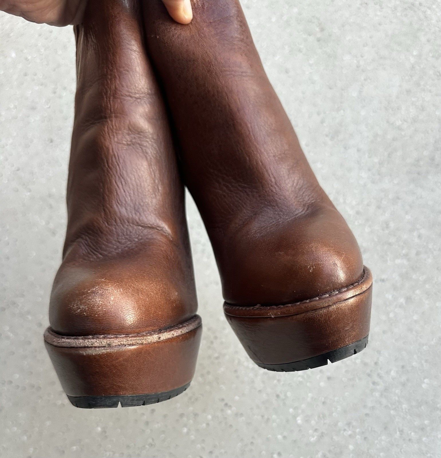 Prada DDP Prada Womens Brown Leather Platform Heel Boots Size 38,5 Size US 8.5 / IT 38.5 - 16 Thumbnail