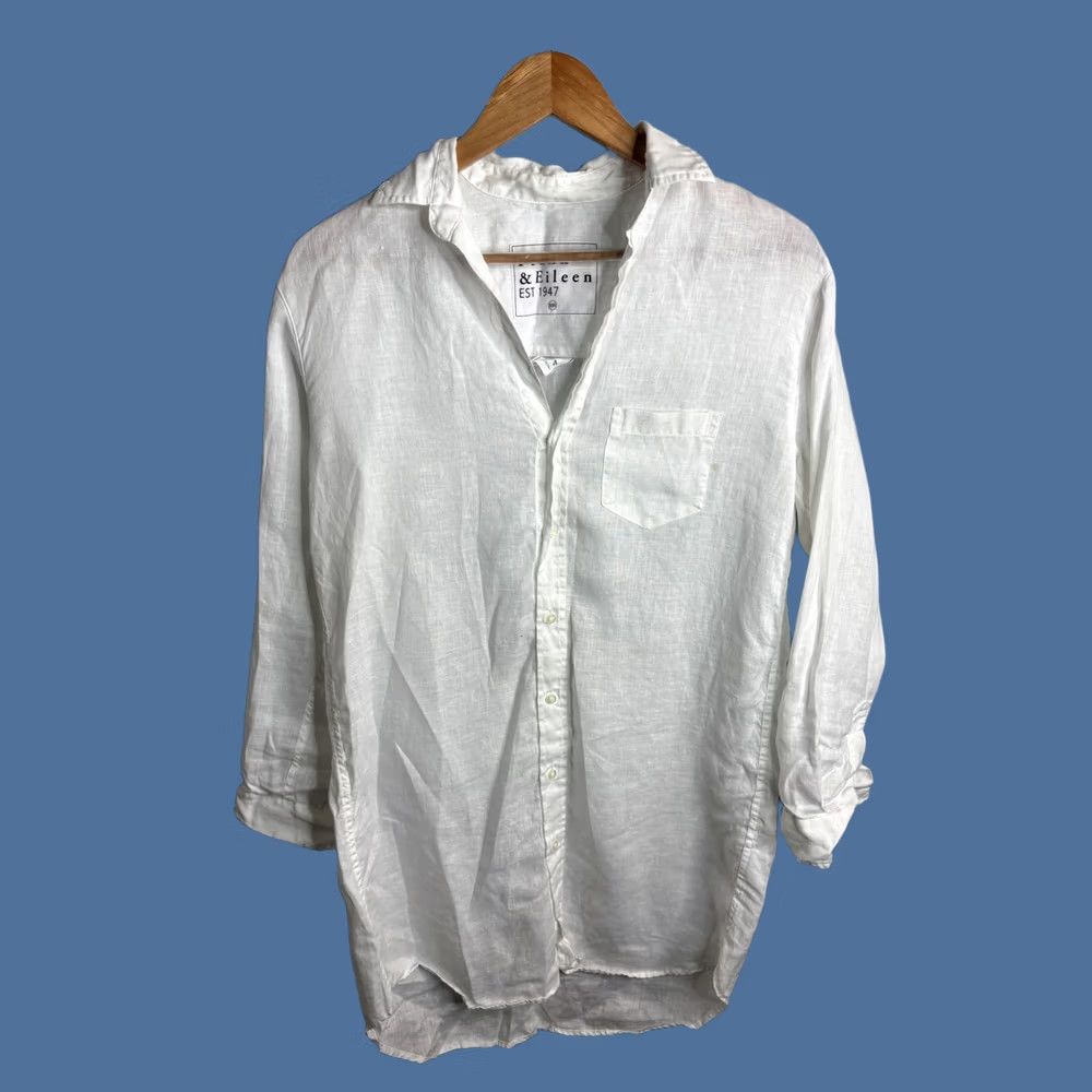 Frank & Eileen VINTAGE? No. Frank & Eileen Shirt Womens XXS White Button-Up Tunic Lightweight Shirt Size XXS / US 00 / IT 34 - 1 Thumbnail