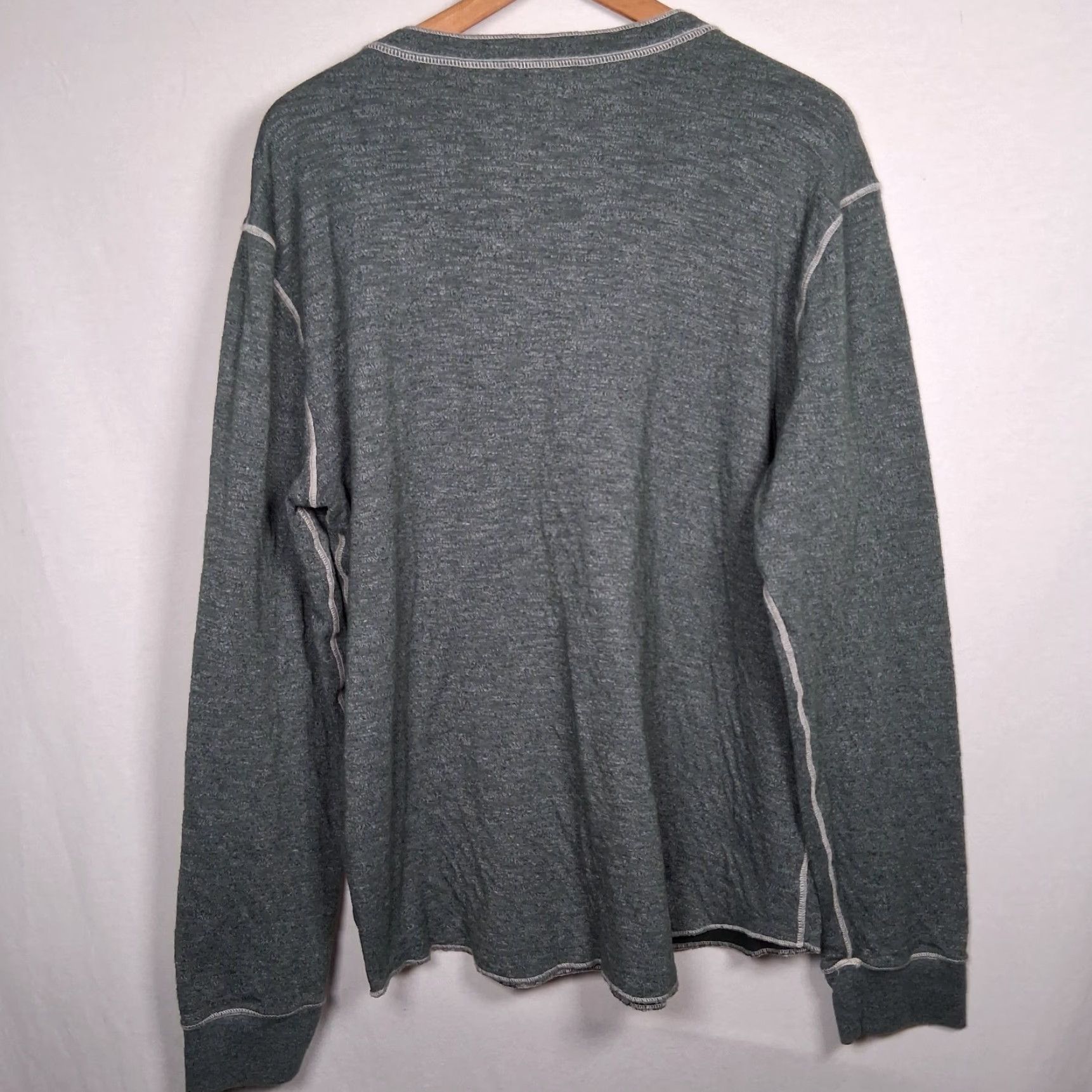 American Eagle Outfitters American Eagle Outfitters Henley Shirt Men L Green Heather Burnout Long Sleeve Shirt Size US L / EU 52-54 / 3 - 3 Thumbnail