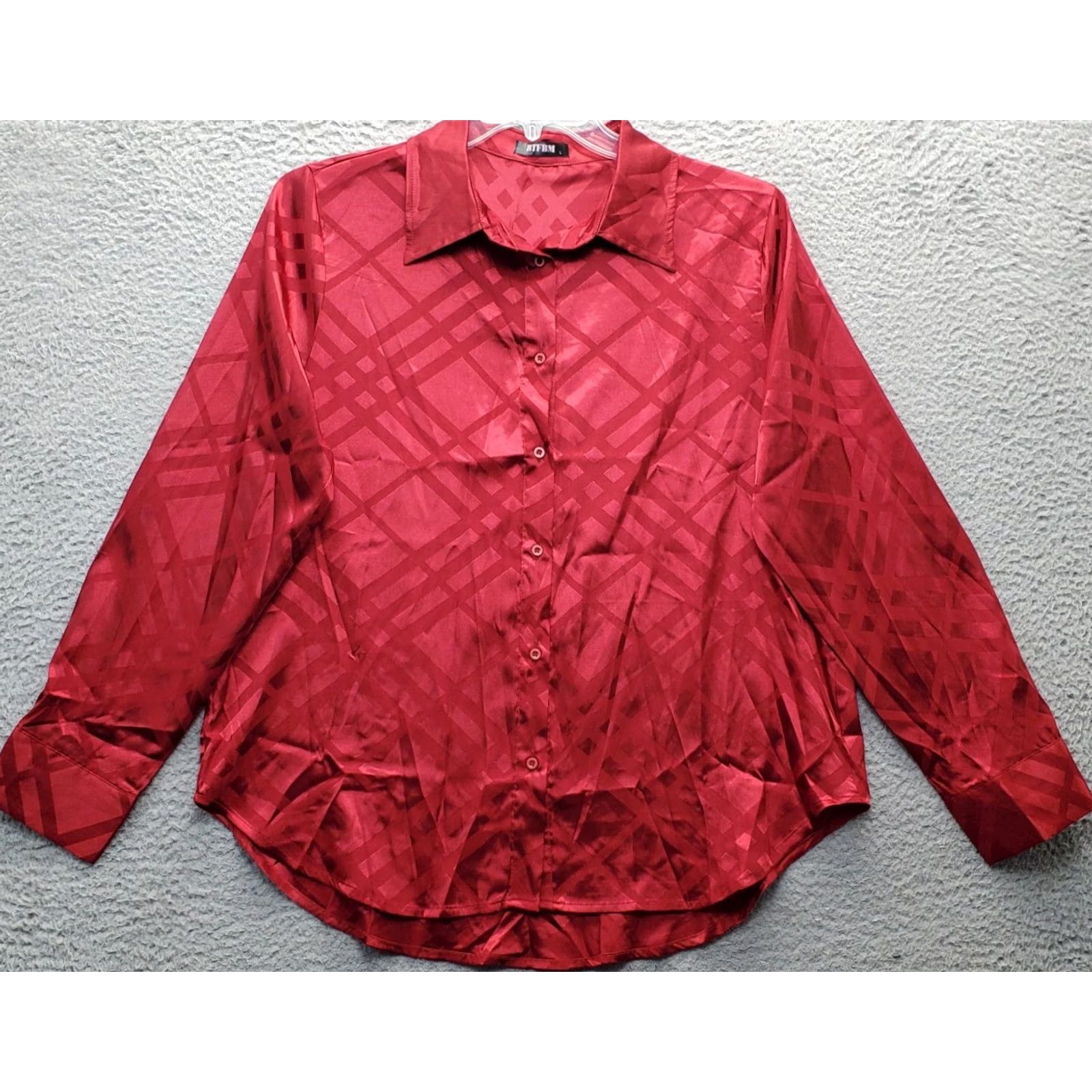 Vintage BTFBM Shirt Womens Size L Red Plaid Long Sleeve Collared Button Up Size L / US 10 / IT 46 - 2 Thumbnail