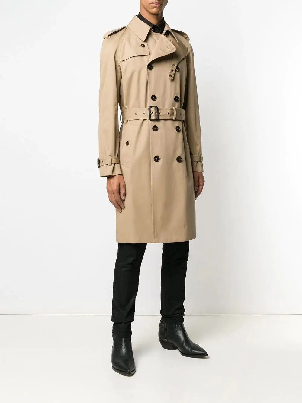 Saint Laurent Paris o1loc1c0225 337872 Trench Coat in Gabardine in Beige Size US XXL / EU 58 / 5 - 5 Thumbnail