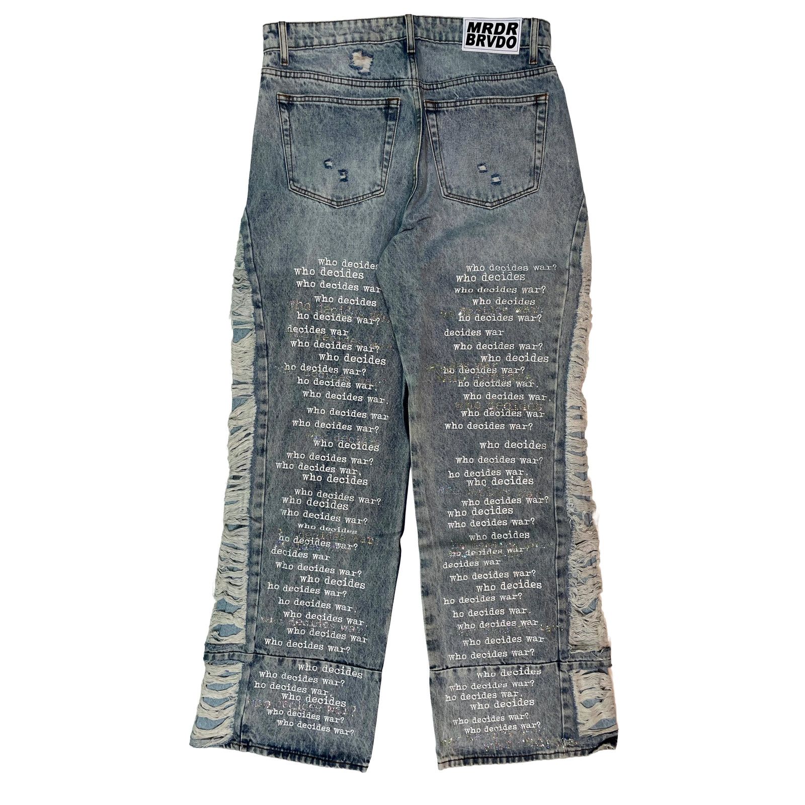 Who Decides War WDW Ultra Flare Scripture Denim Light Wash Jeans Size US 34 / EU 50 - 2 Thumbnail