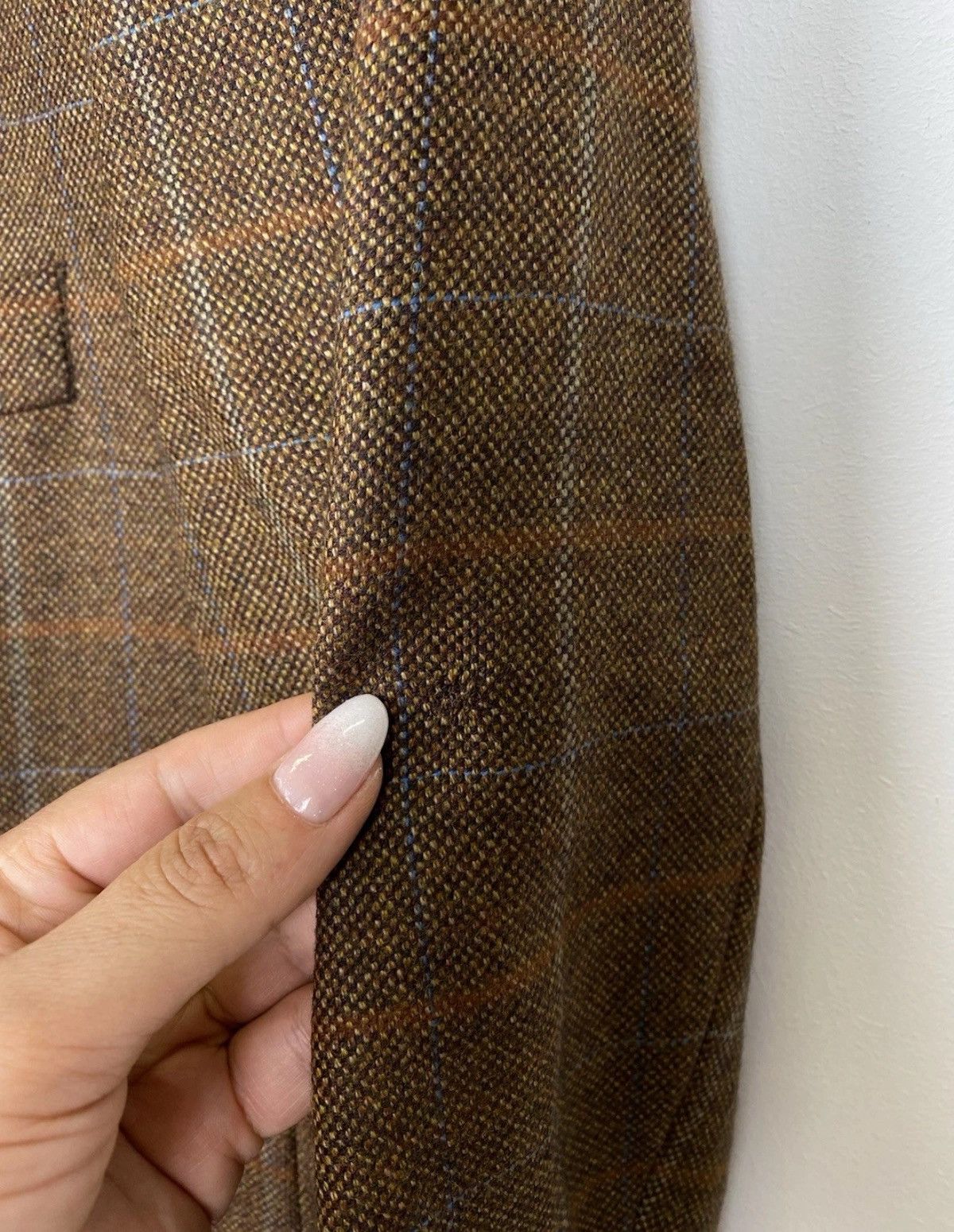 Harris Tweed Mario Barutti 3 Buttons Blazer Jacket Brown Wool Cashmere Size 52R - 4 Thumbnail