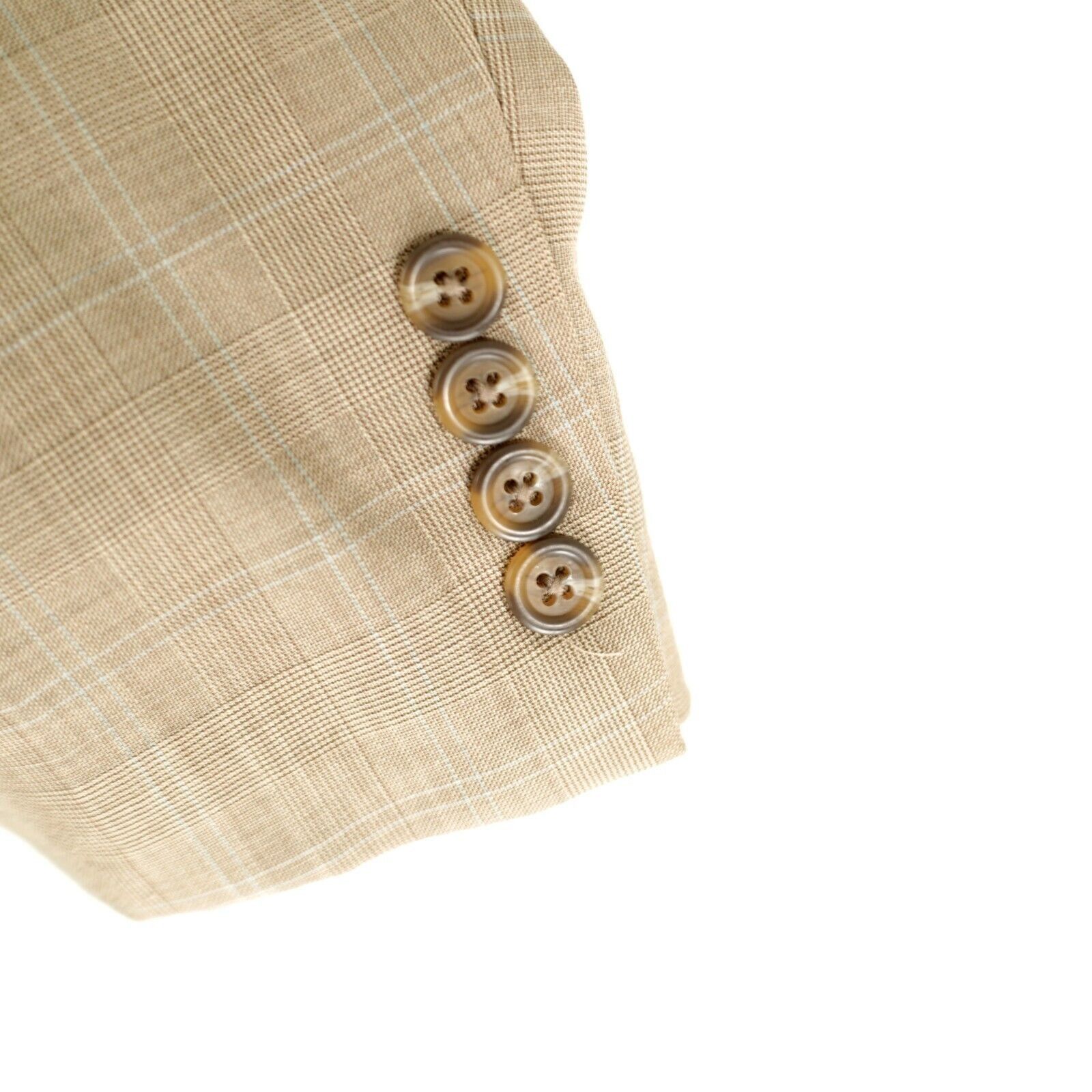 Ralph Lauren DAMAGED Lauren Ralph Lauren Wool Tan Plaid W/ Blue Windowpan Size 40L - 4 Thumbnail