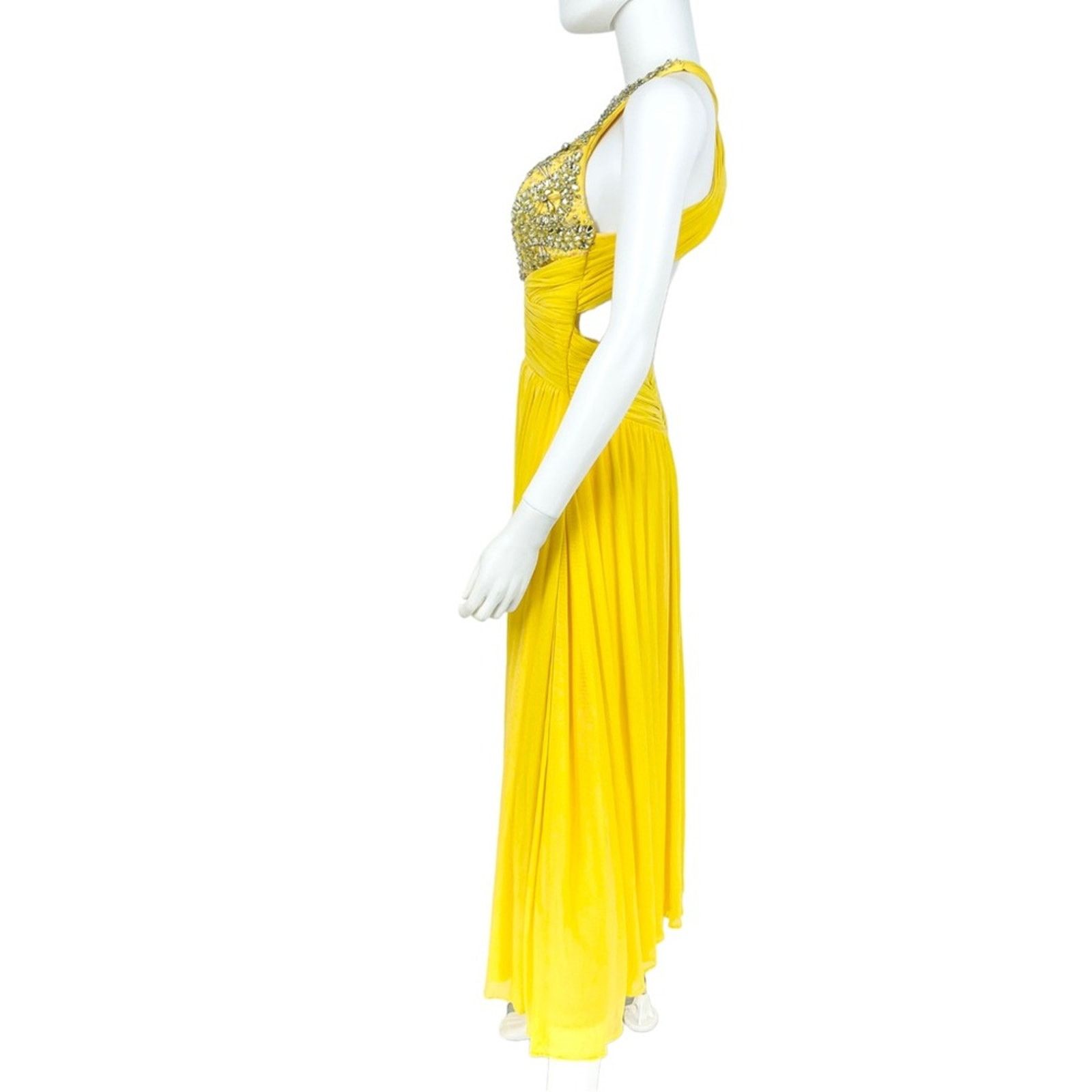 Other Terani Couture Yellow Leg Slit Sleeveless Prom Dress Size 4 Size S / US 4 / IT 40 - 7 Thumbnail