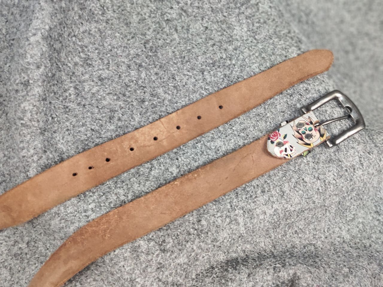 Ed Hardy Vintage Ed Hardy Multi Logo Brown Leather Belt Y2K Style Size ONE SIZE - 13 Thumbnail