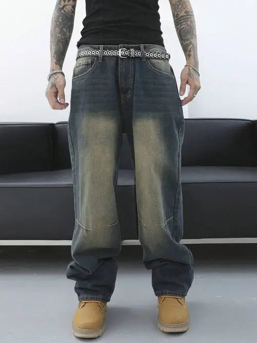 Japanese Brand Faded Skate Baggy Denim Jeans Loose fit Size US 34 / EU 50 - 4 Thumbnail