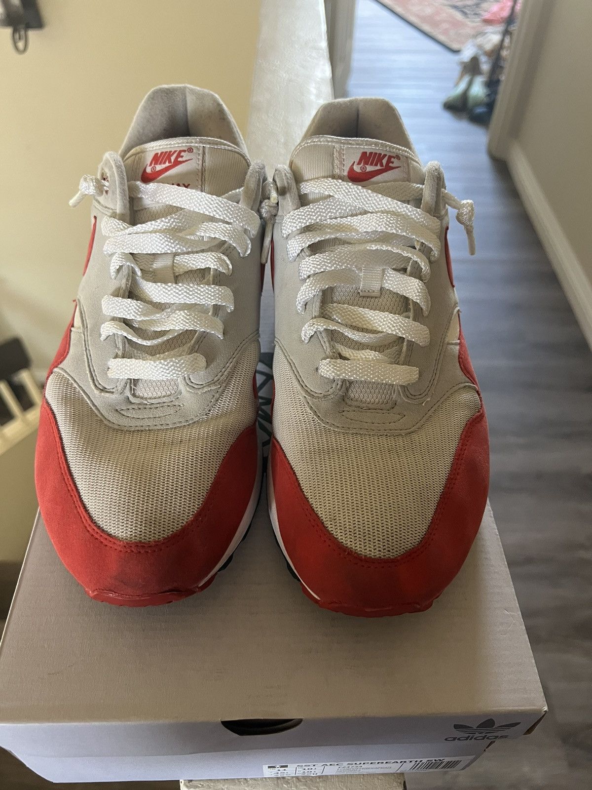 Nike Air max 1 Red/White size 11 Size US 11 / EU 44 - 4 Thumbnail