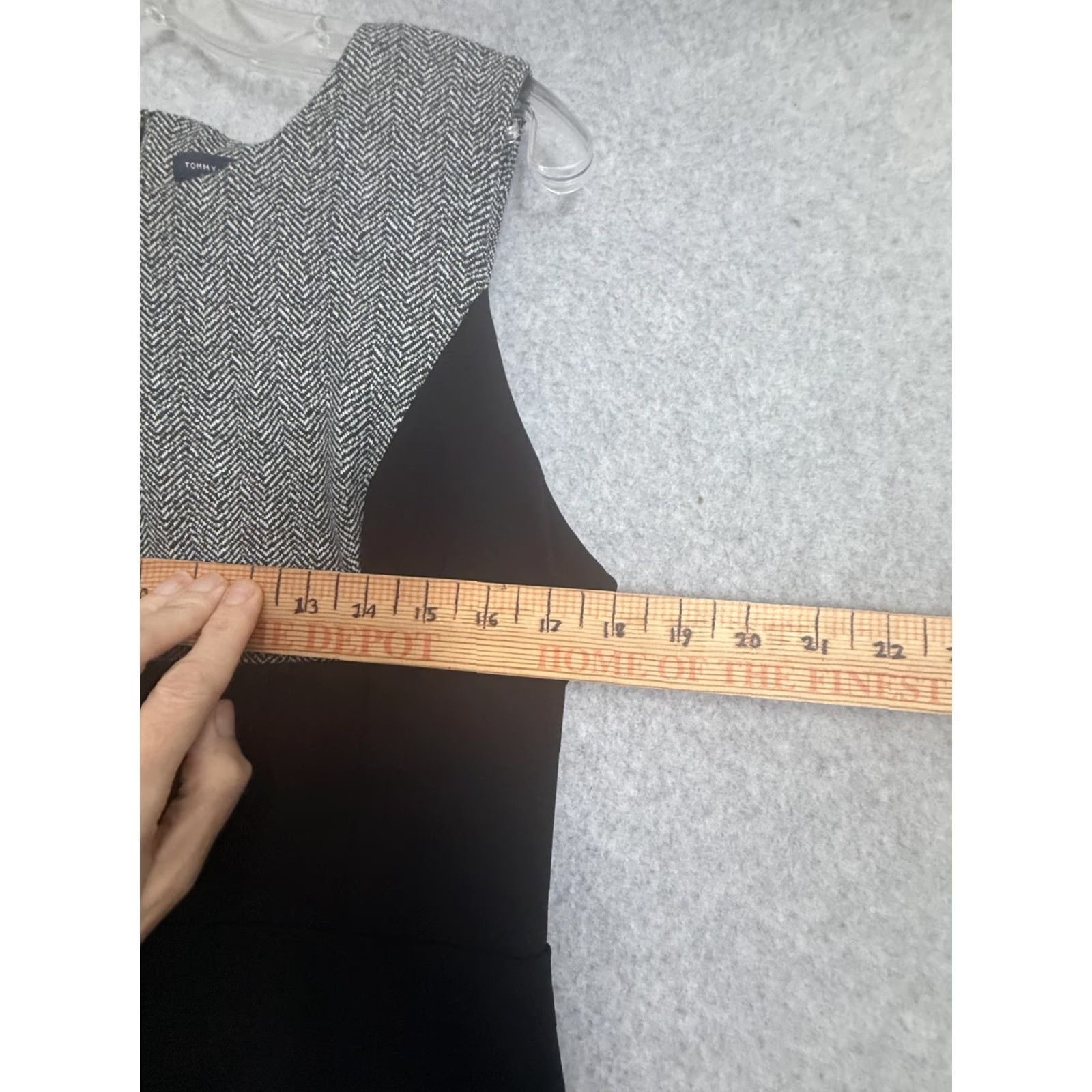 Tommy Hilfiger Tommy Hilfiger Dress Womens 12 Gray Herringbone Fit & Flare Knit Work Office Dress Size XL / US 12-14 / IT 48-50 - 6 Thumbnail