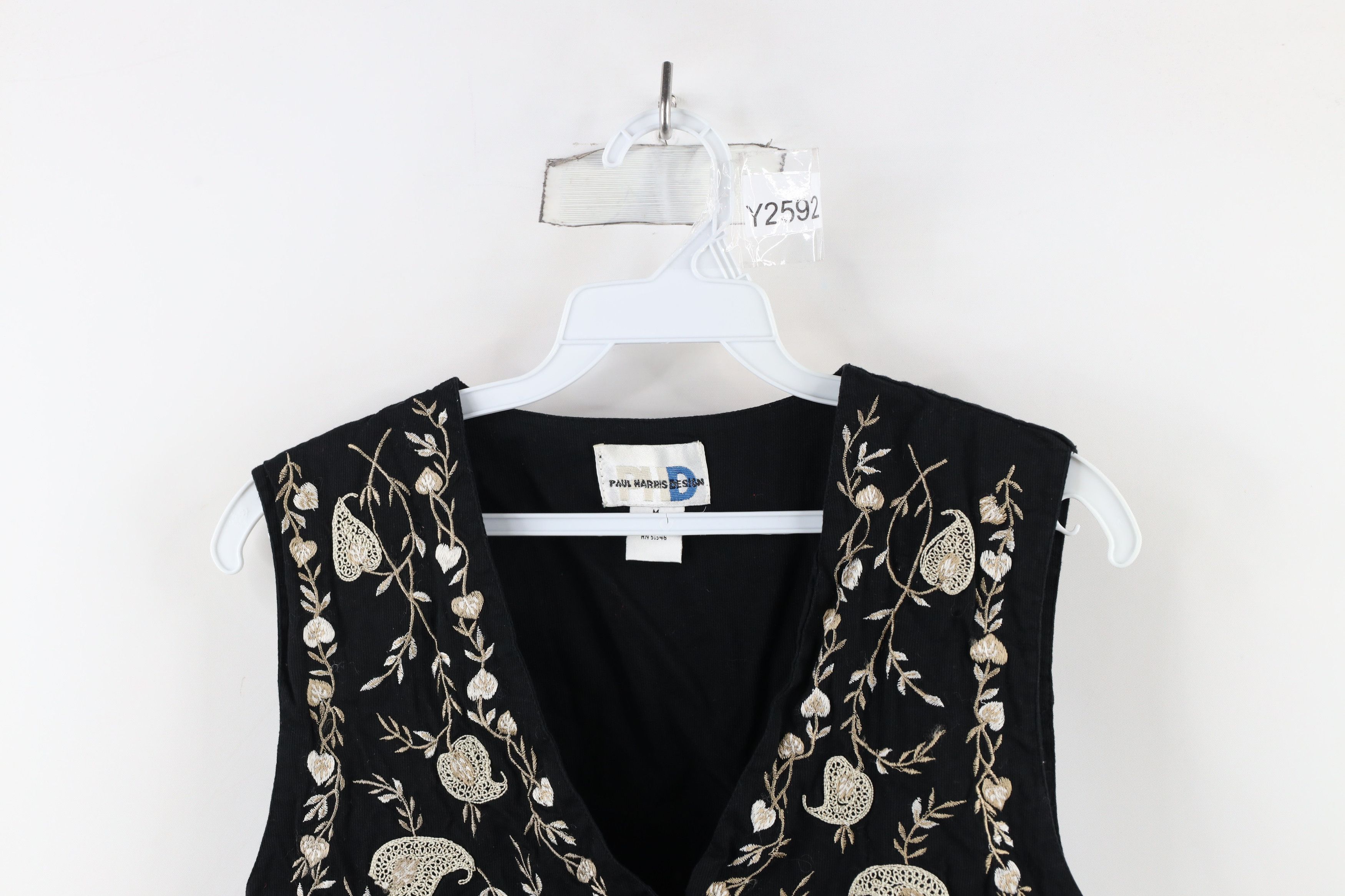 Vintage Vintage 90s Streetwear Embroidered Flower Leaf Tie Back Vest Size M / US 6-8 / IT 42-44 - 2 Thumbnail