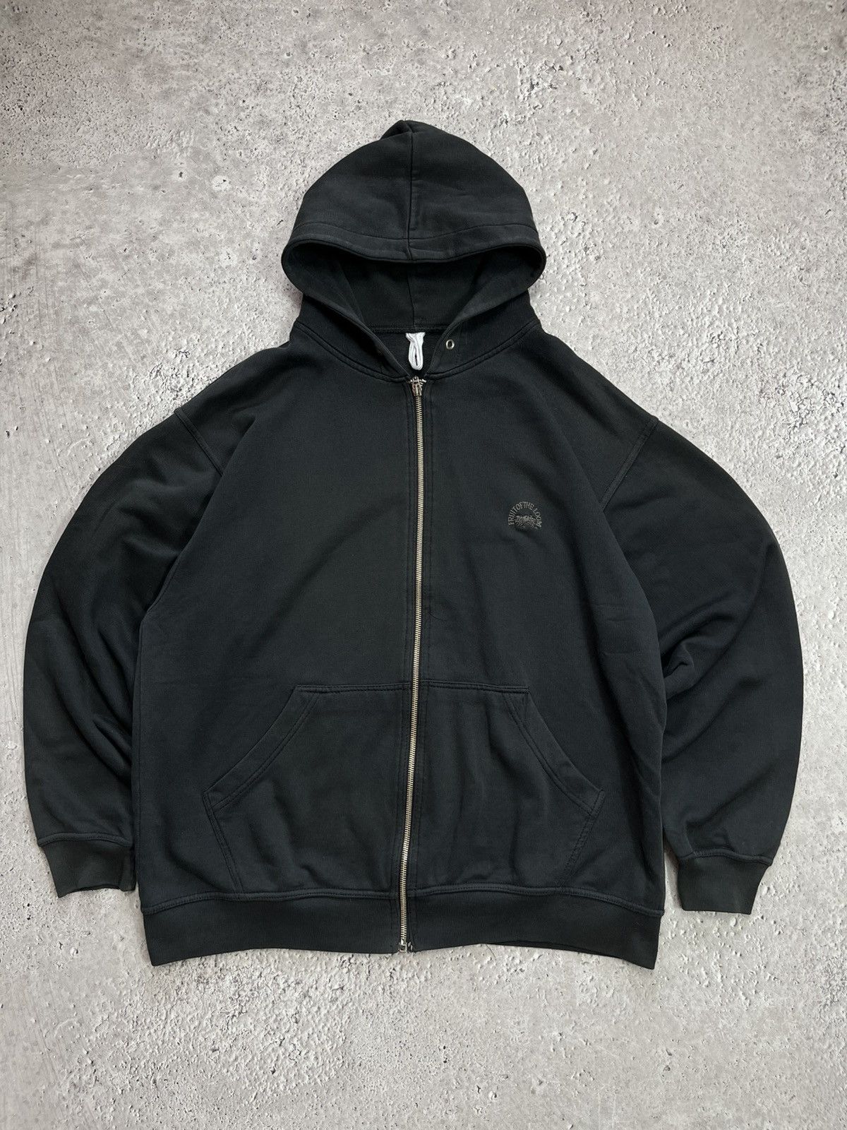 Fruit Of The Loom Vintage Fruit of the Loom Black Zip Hoodie Oversized L Size US L / EU 52-54 / 3 - 1 Thumbnail