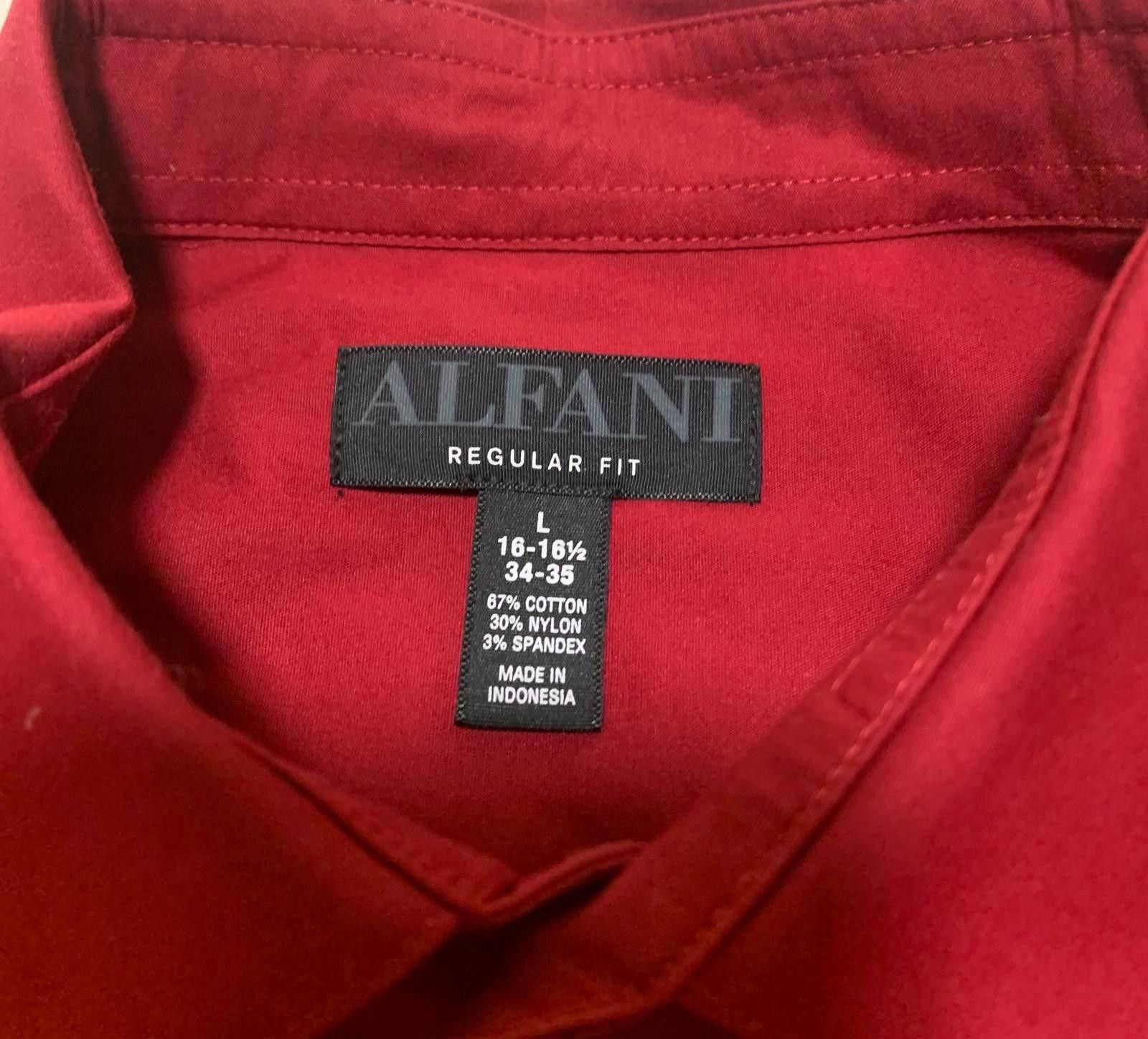 Alfani Alfani Men's L 16-16.5 Red Long Sleeve Dress Shirt Size 42R - 3 Thumbnail