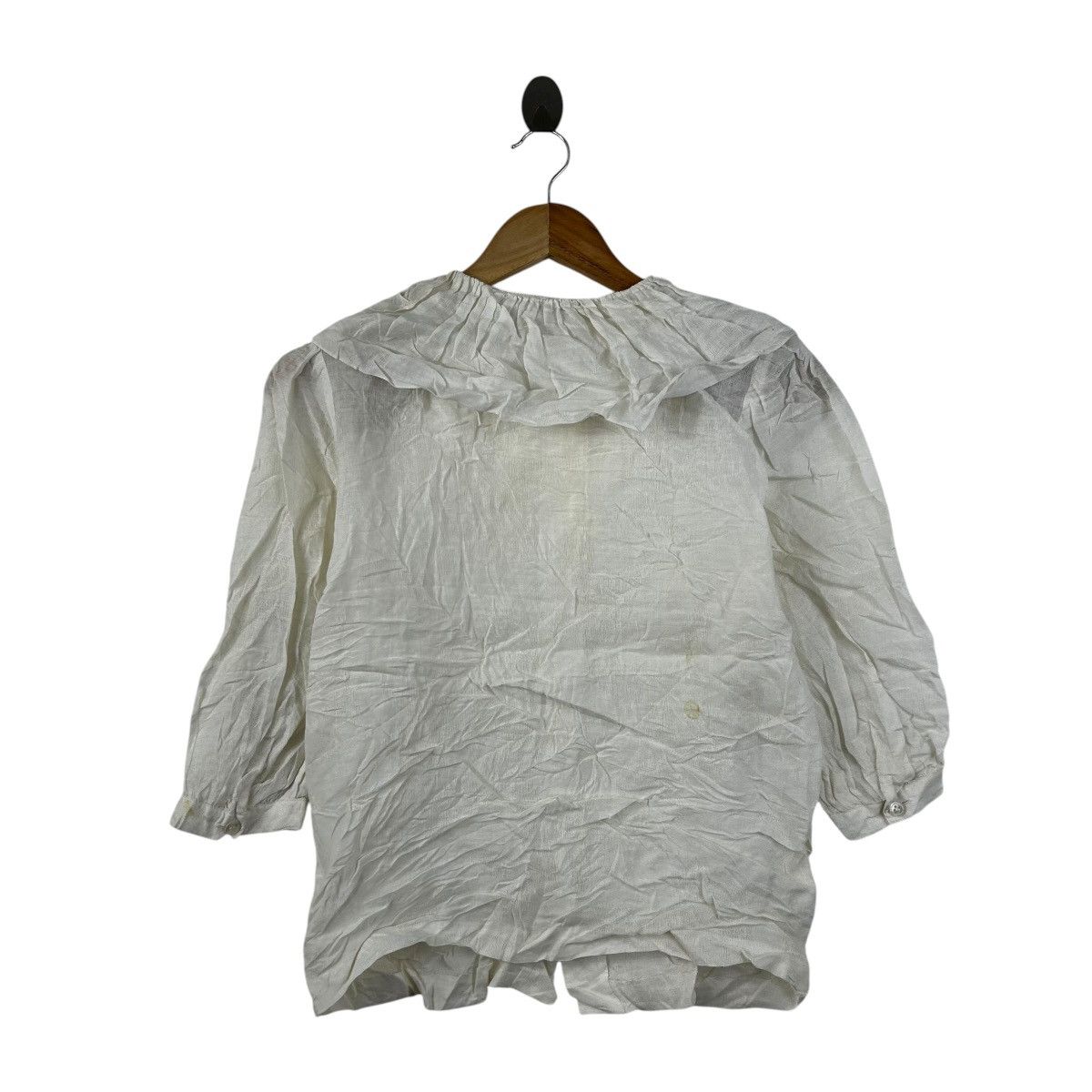 Hanae Mori Vintage Hanae Mori New York Ruffled Collar Sheer White Blous Size S / US 4 / IT 40 - 3 Thumbnail