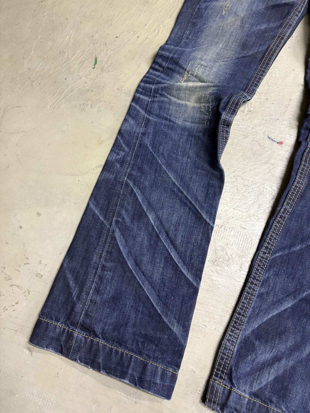 If Six Was Nine Japanese Brand Lolita Mud Wash Flare Heavy Distressed Jeans Size US 30 / EU 46 - 3 Thumbnail