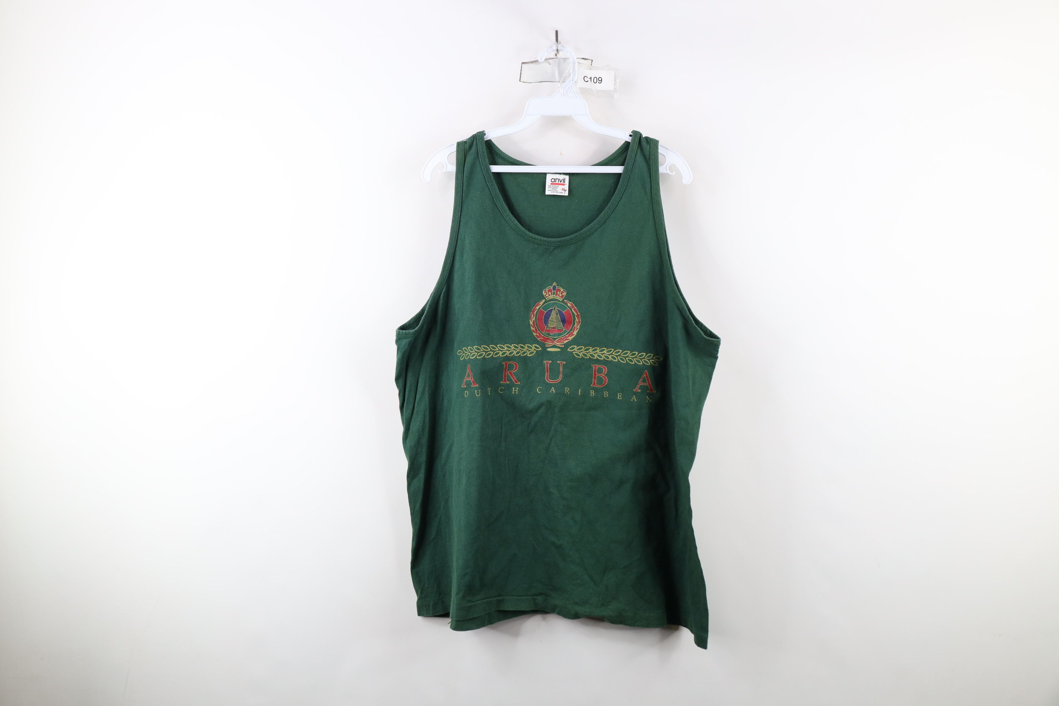 Vintage Vintage 90s Streetwear Aruba Tank Top T-Shirt Green USA Size US XL / EU 56 / 4 - 1 Thumbnail