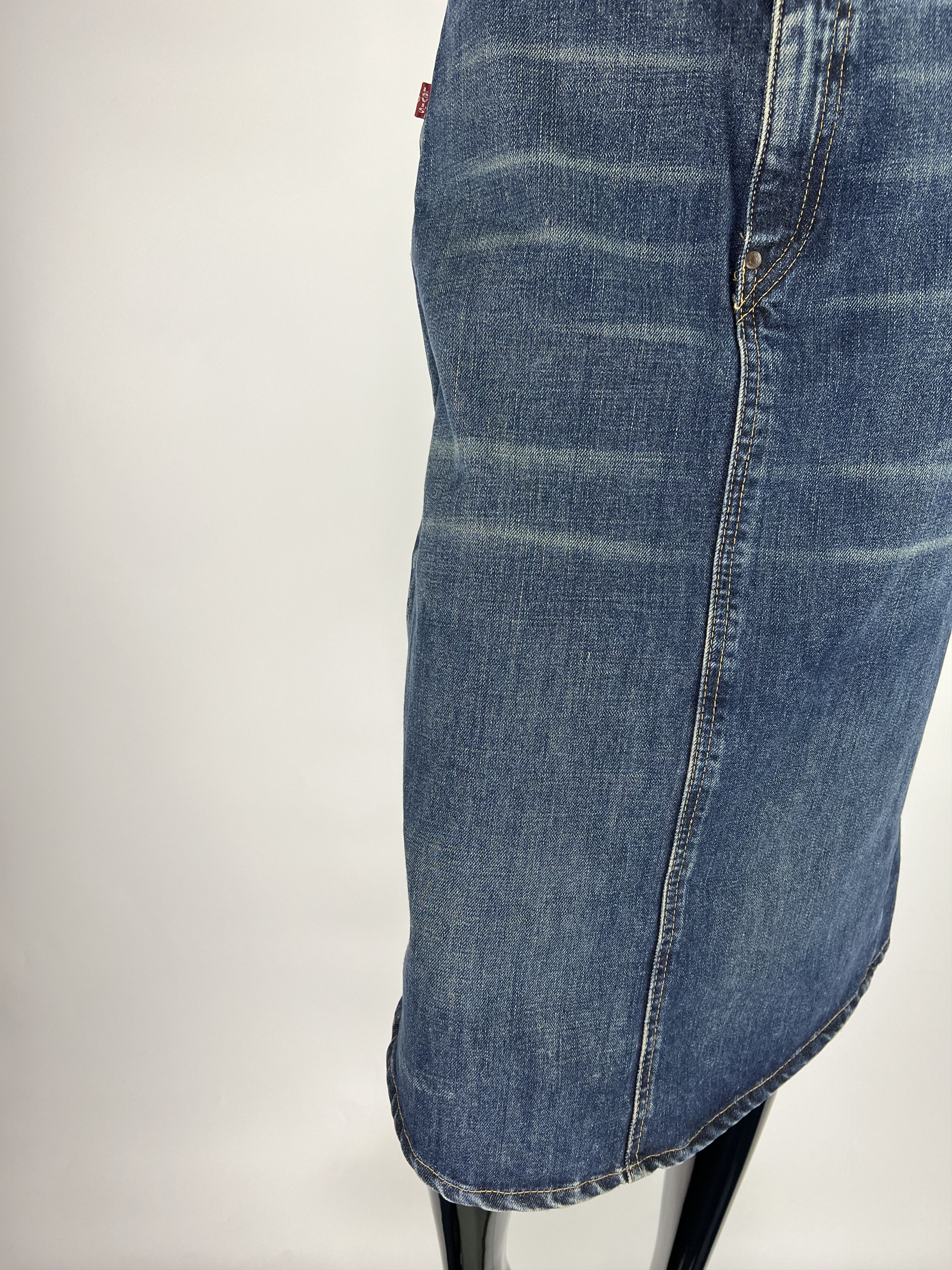 Levi's VTG Levis Blue Denim Midi Skirt Size S Y2K Size 26" / US 2 / IT 38 - 6 Thumbnail