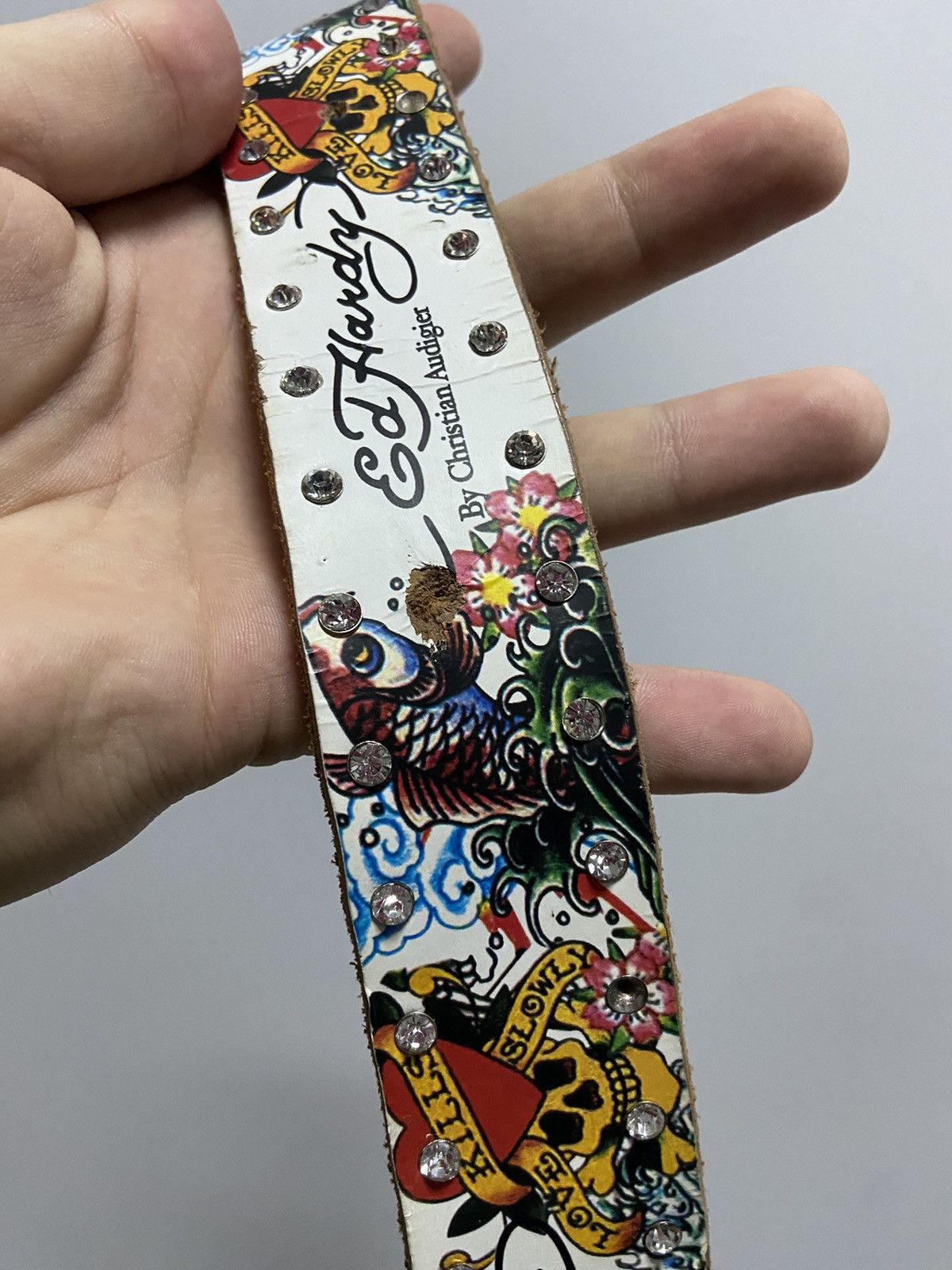 Ed Hardy × Vintage Ed Hardy Vintage All Print Belt Skull buckle Tattoo Y2K Size ONE SIZE - 8 Thumbnail