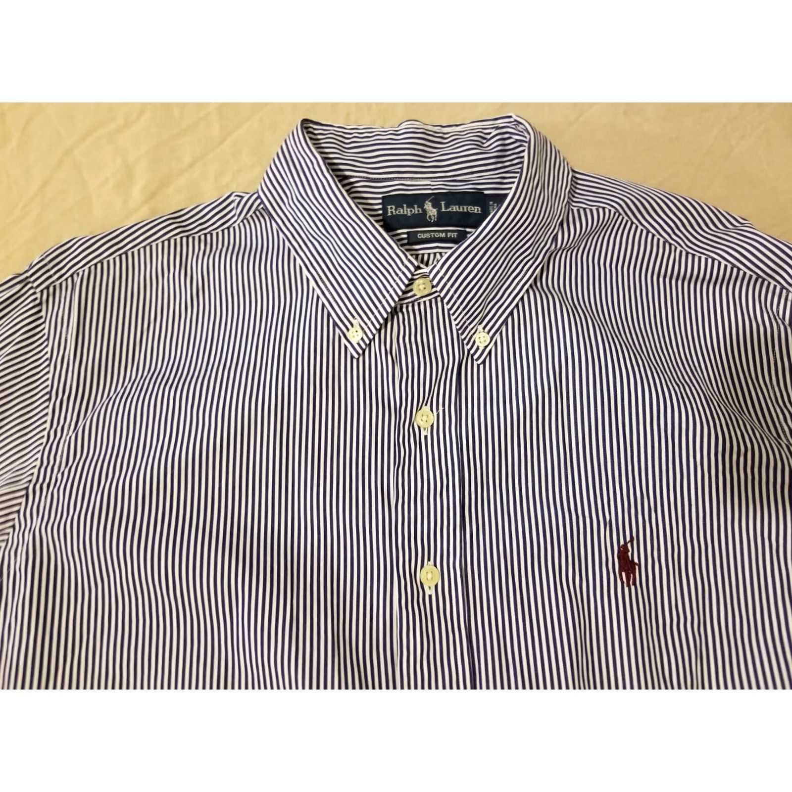 Polo Ralph Lauren Polo Ralph Lauren Dress Shirt XL Mens Blue Cotton Button Stripes Shirt Size 46R - 2 Thumbnail