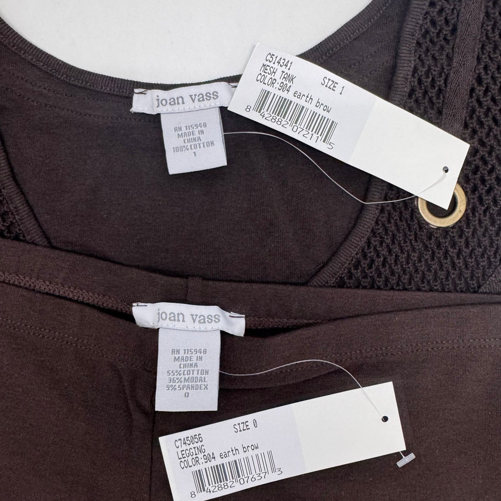 Vass NWT Joan Vass Mesh Tank & Legging SET Brown Casual Lounge Size 27" / US 4 / IT 40 - 4 Thumbnail