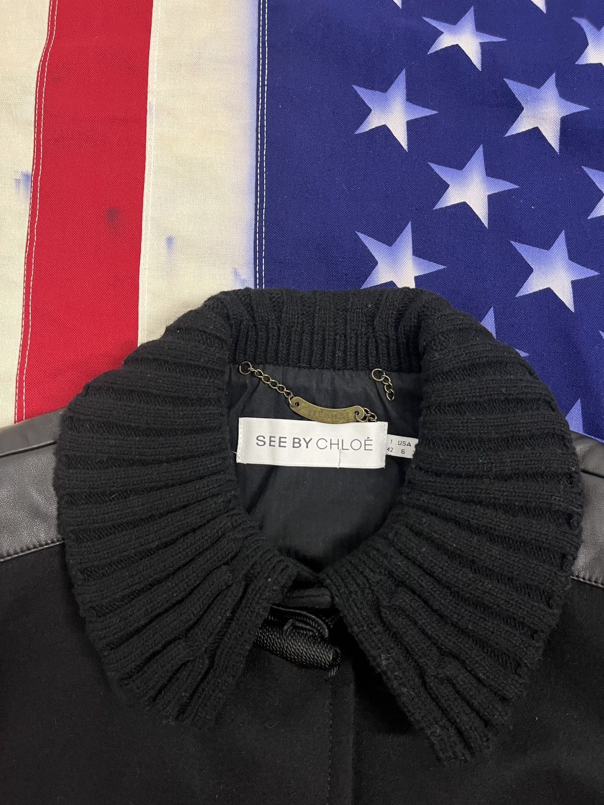 See by Chloe See By Chloé Black Wool Coat - Designer Jacket Size M / US 6-8 / IT 42-44 - 9 Thumbnail