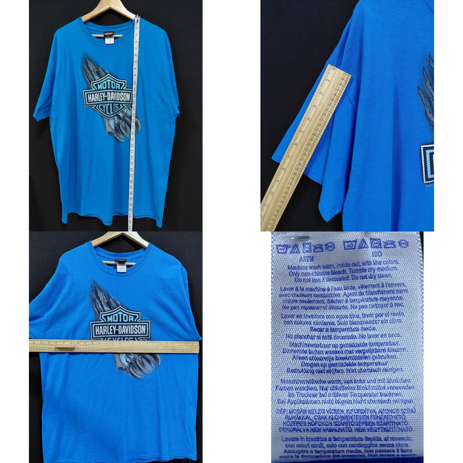 Harley Davidson VINTAGE Harley-Davidson Blue Graphic Print T-Shirt Knit Short Sleeve Men XL Size US XL / EU 56 / 4 - 8 Thumbnail