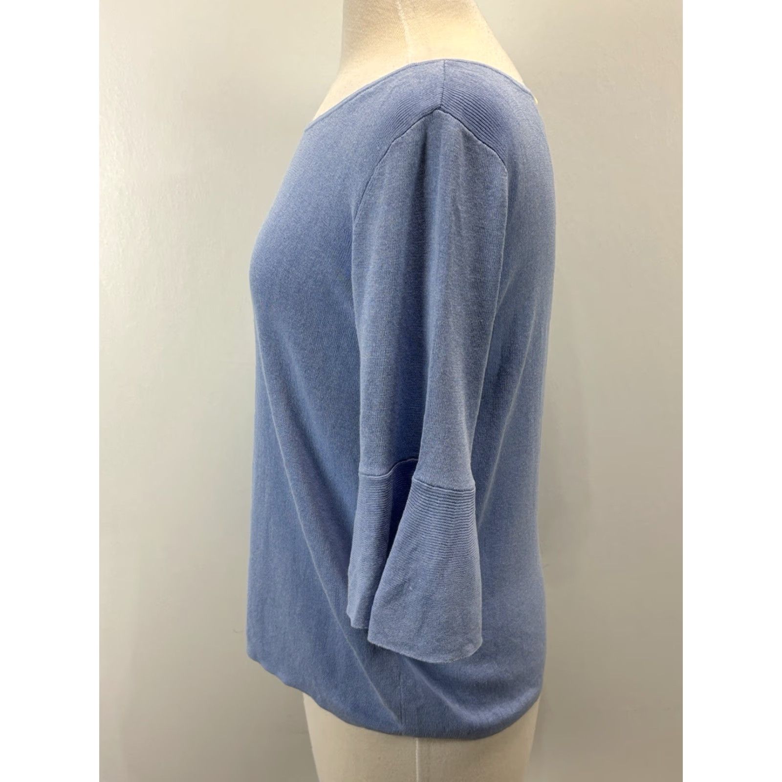 Talbots TALBOTS Blue Knit Sweater Large Half Flutter Sleeve Classic Womens Size L / US 10 / IT 46 - 2 Thumbnail