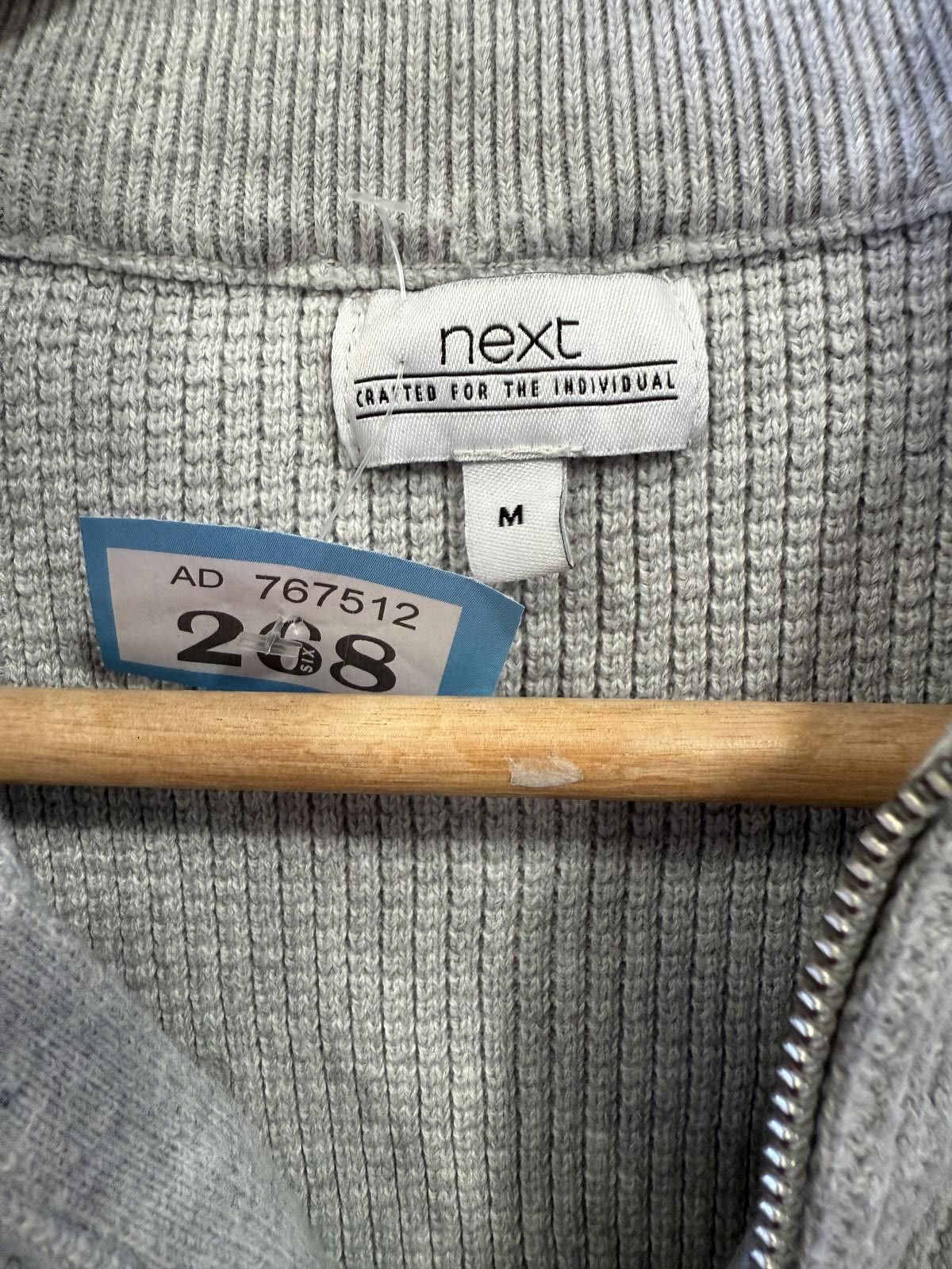 NEXT Next Grey Ribbed Knit Zip-Up Sweater with Pockets, Size M Size M / US 6-8 / IT 42-44 - 3 Thumbnail