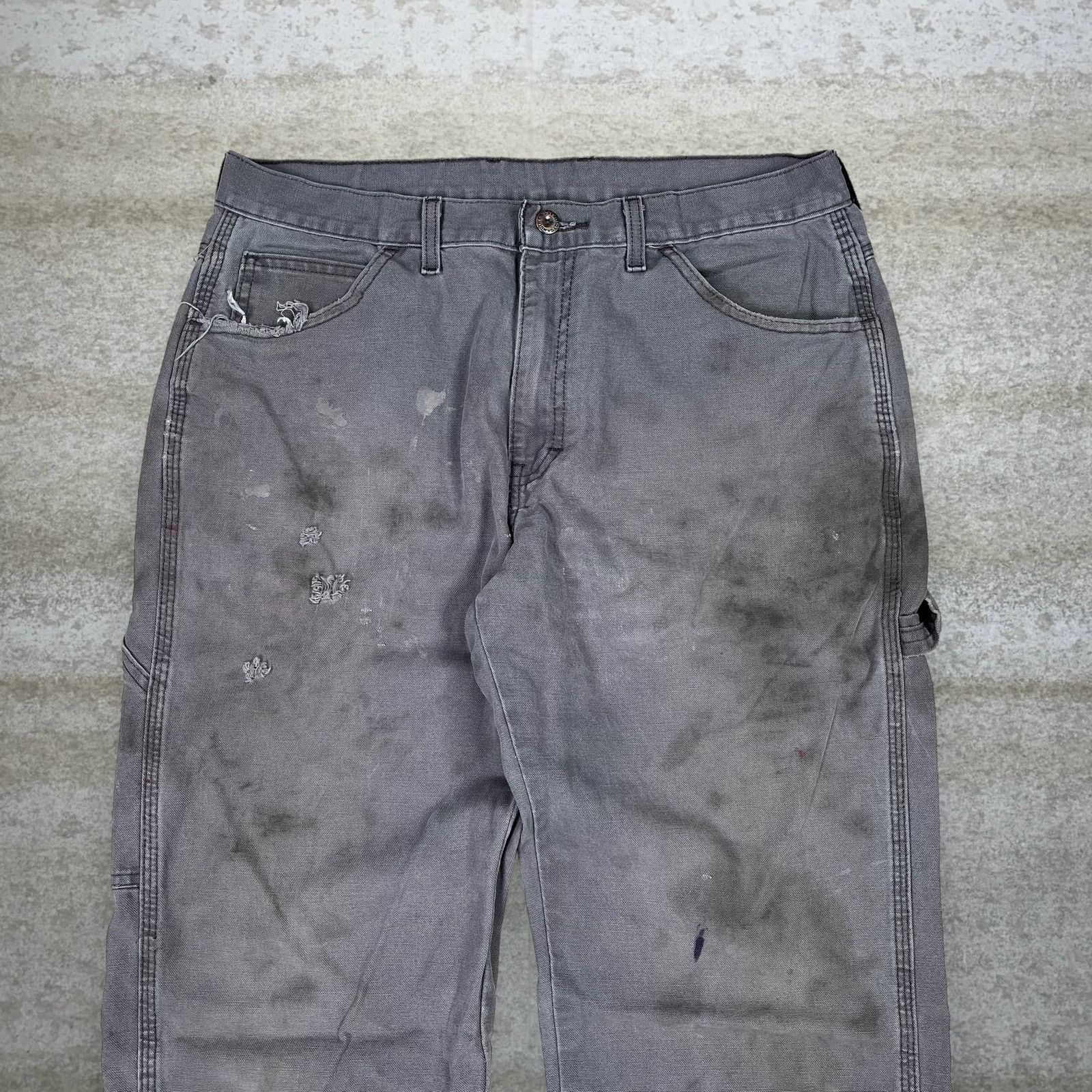 Dickies Vintage 90s Dickies Carpenter Pants 32x32 Baggy Grey Canvas Size US 32 / EU 48 - 5 Thumbnail