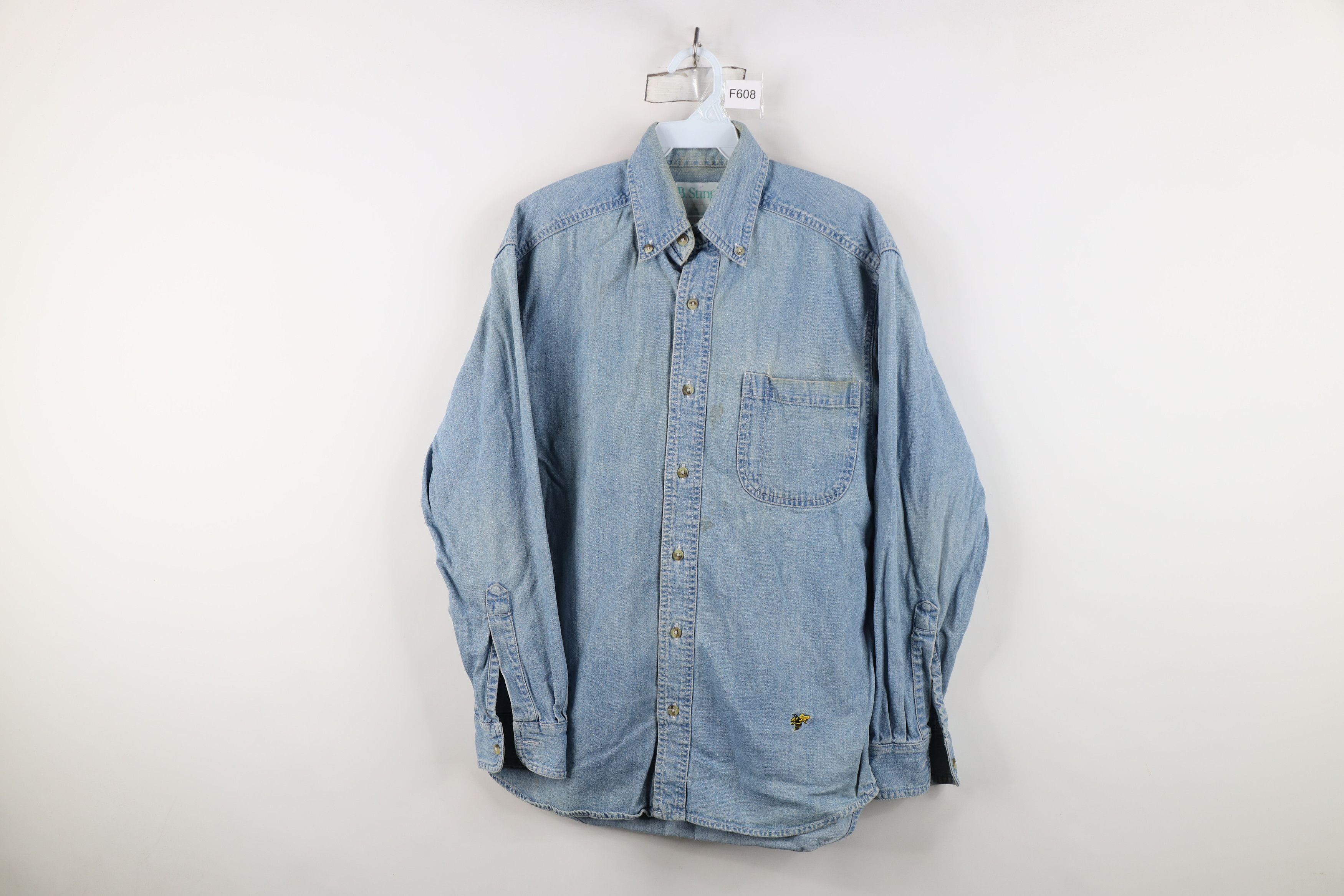Vintage Vintage 90s Streetwear Bee Denim Jean Button Down Shirt Blue Size US XS / EU 42 / 0 - 1 Thumbnail