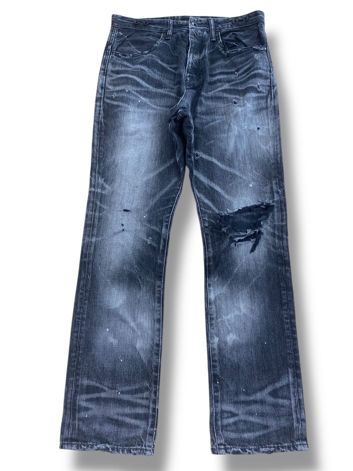 Japanese Brand Japanese Brand Whiskers Thunder Wash Style Ripped Jeans Size US 31 - 1 Thumbnail