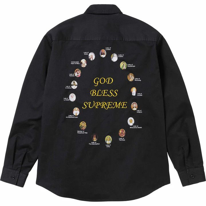 image of Supreme Our Lady Work Shirt in Black, Men's (Size Small)