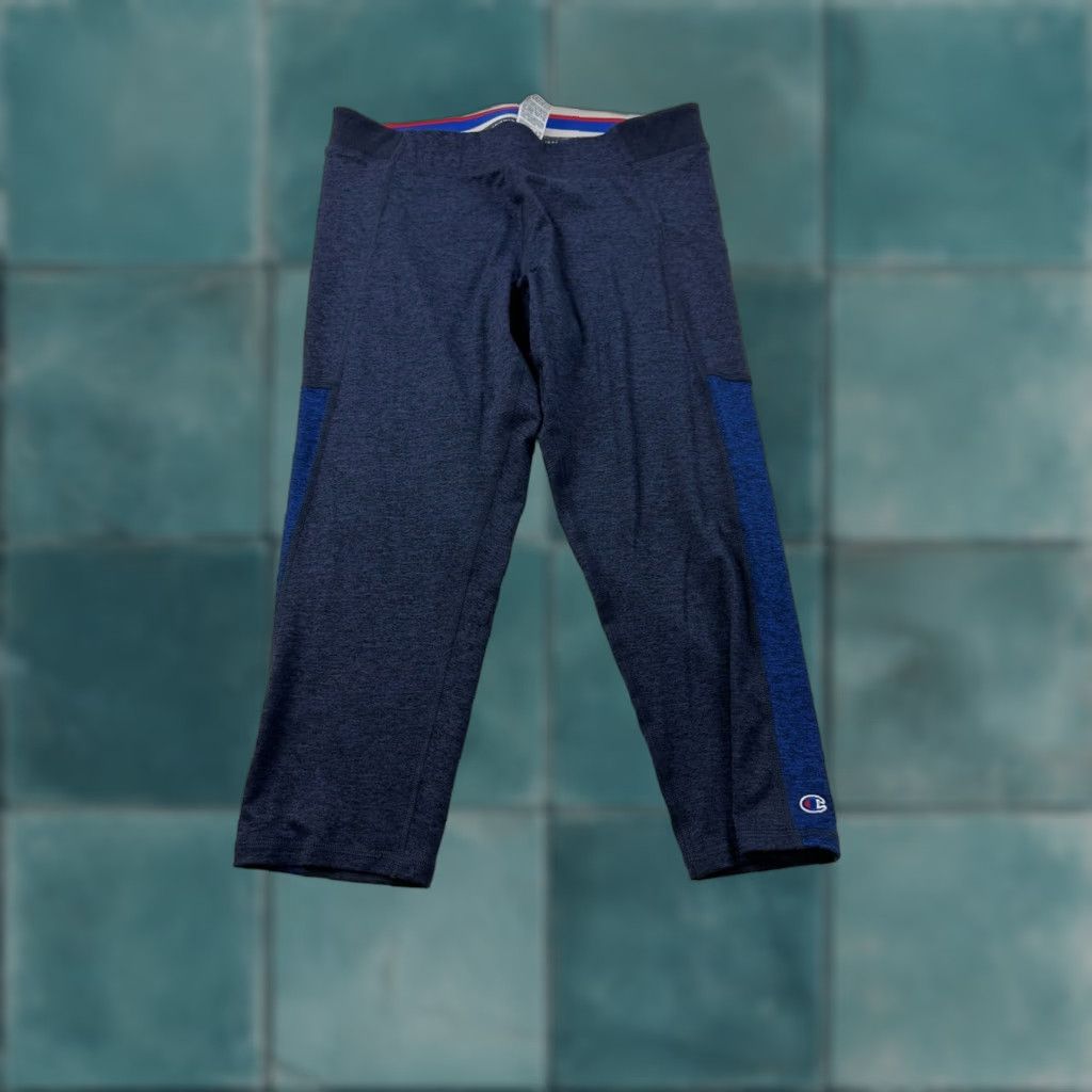 Champion VINTAGE Champion Leggings Women’s L Blue Cropped Size 36" / US 14 / IT 50 - 1 Thumbnail