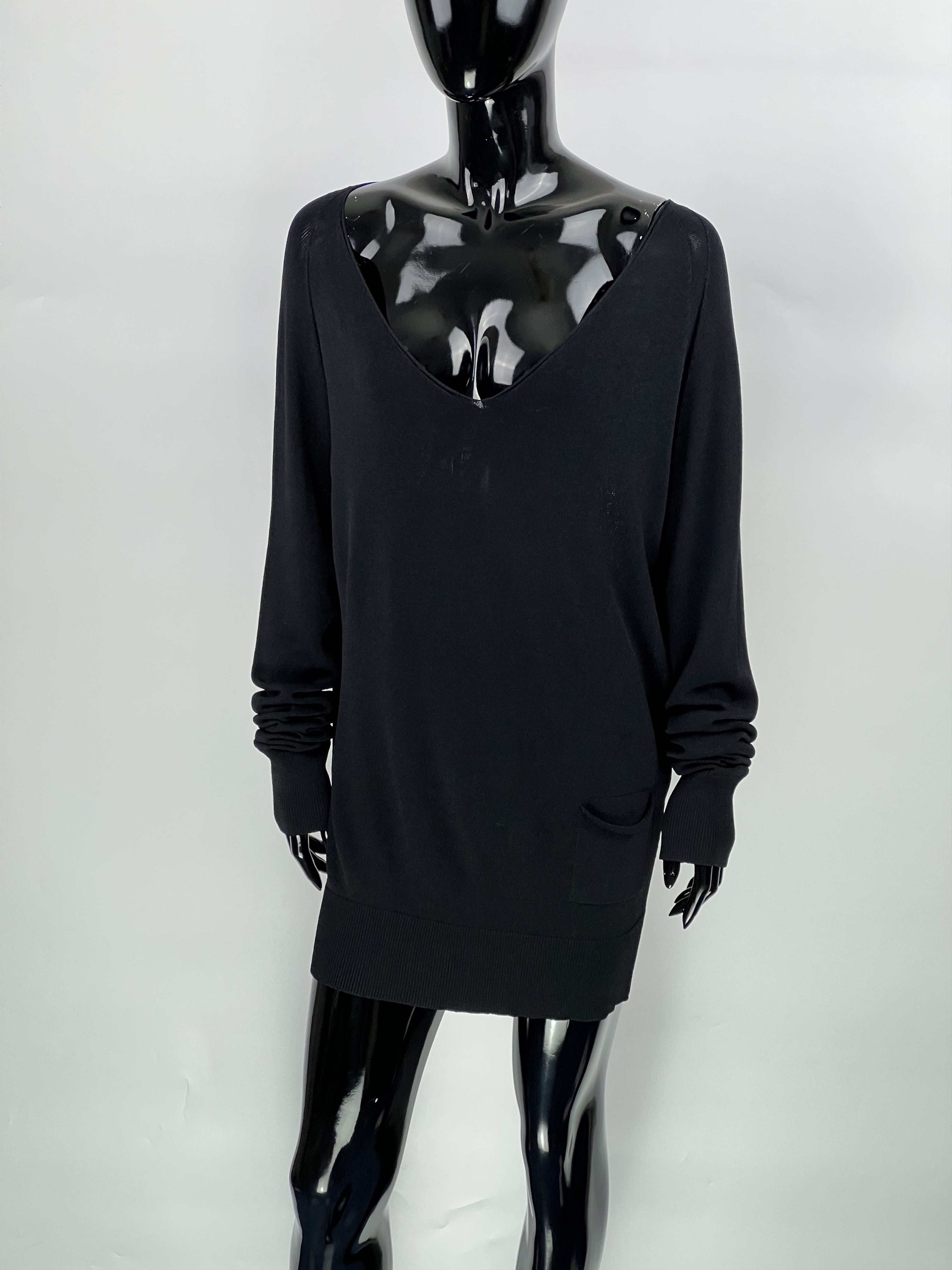 Annette Gortz × Designer Annette Gortz Black V-Neck Long Sweater Oversized Size S / US 4 / IT 40 - 1 Thumbnail