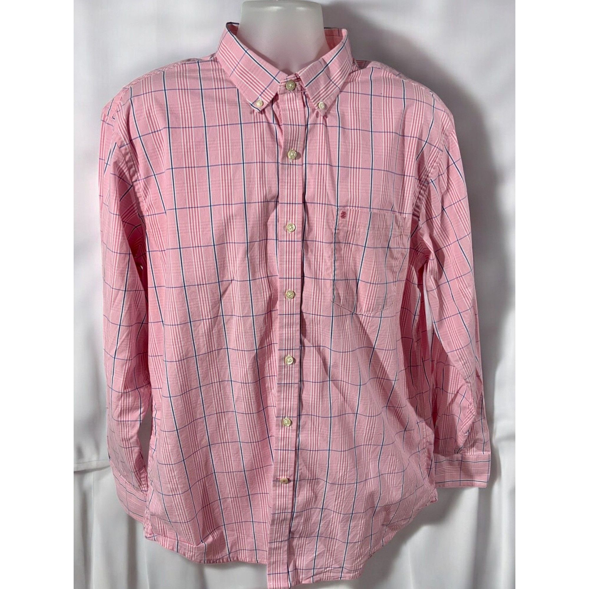 Izod Izod Mens Pink Plaid Button Down Shirt XL Long Sleeve Size US XL / EU 56 / 4 - 8 Thumbnail